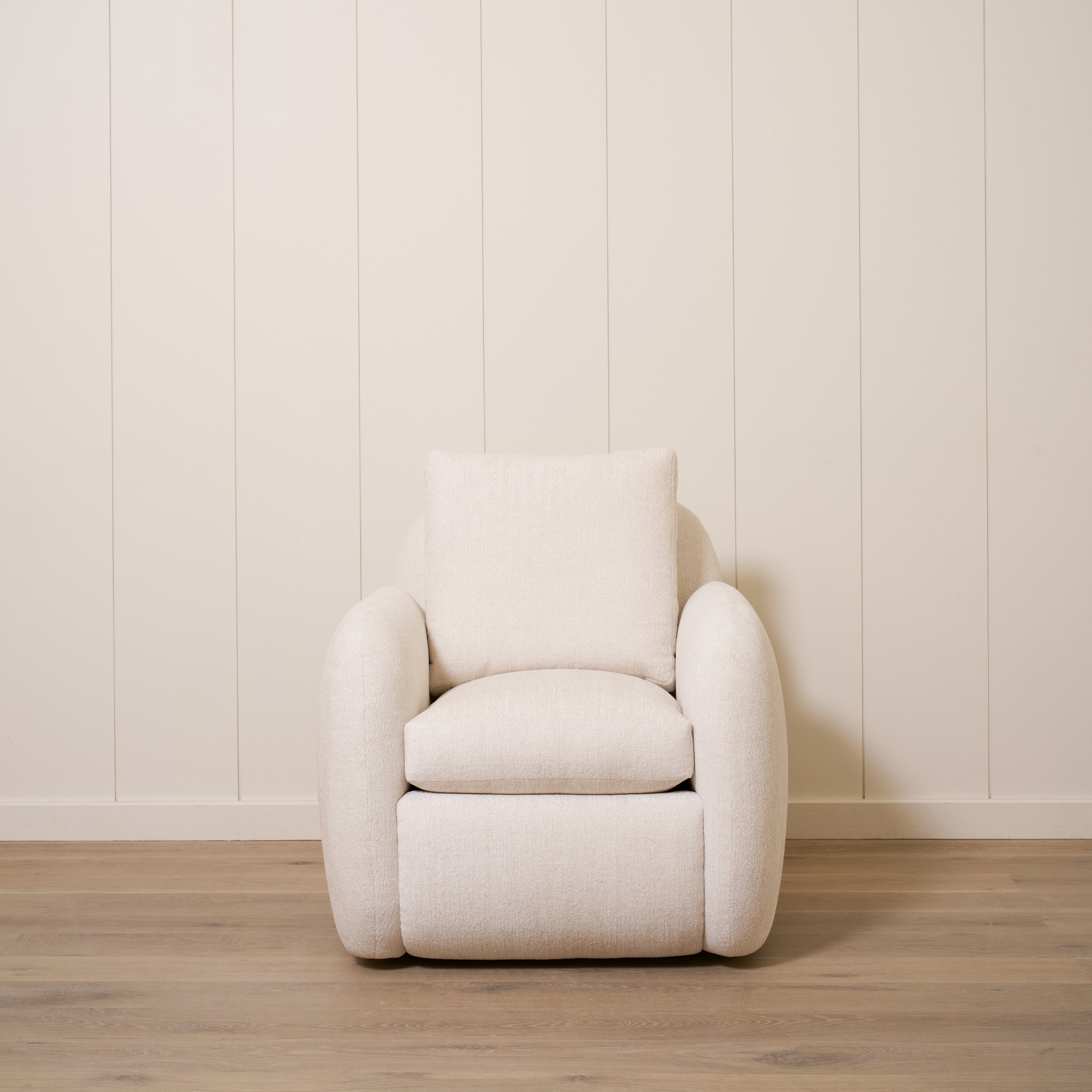 As Shown Upholstered in Dylan Parchment, Swivel