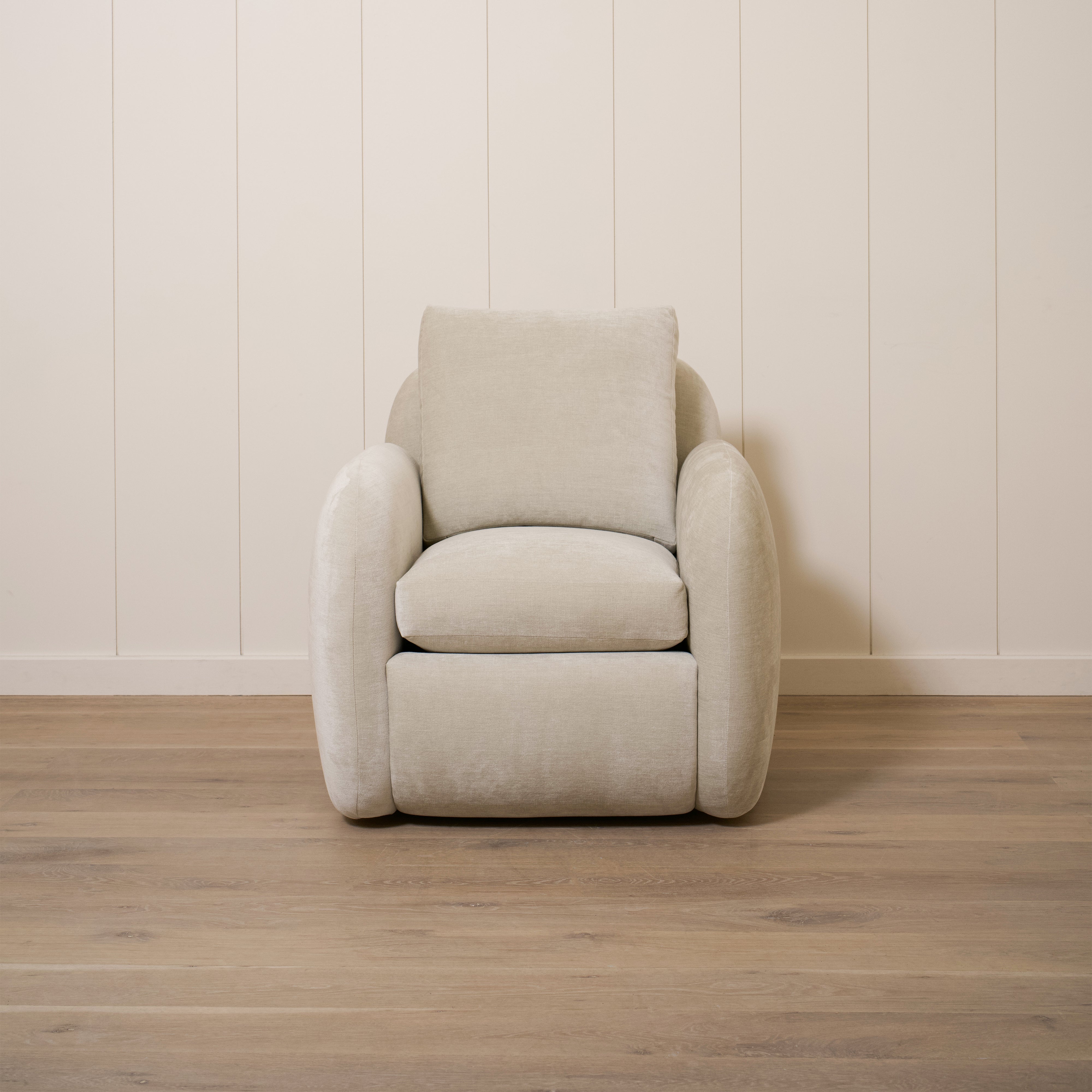 As Shown Upholstered in Canyon Dune, Swivel