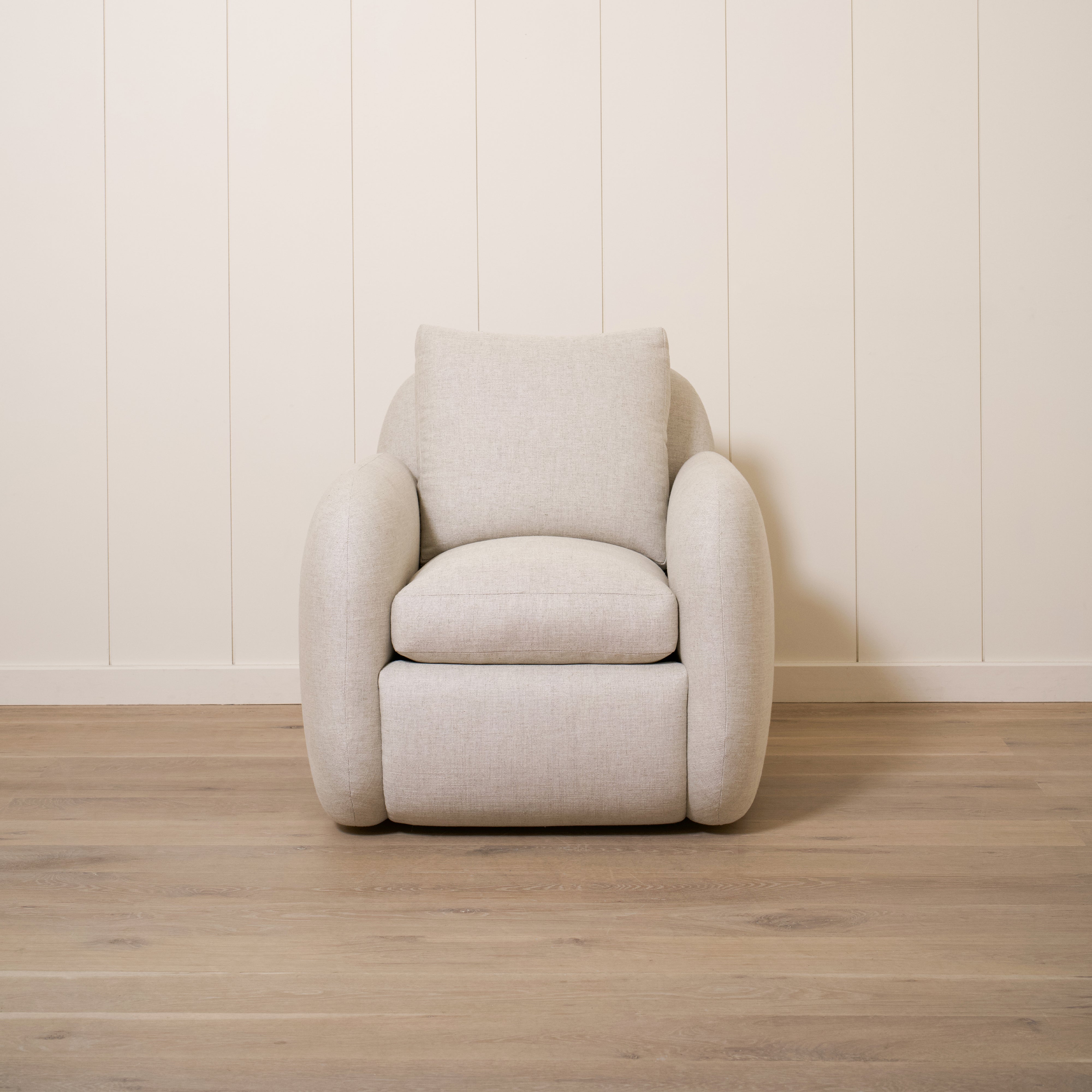 As Shown Upholstered in Aspyn Oatmeal, Swivel