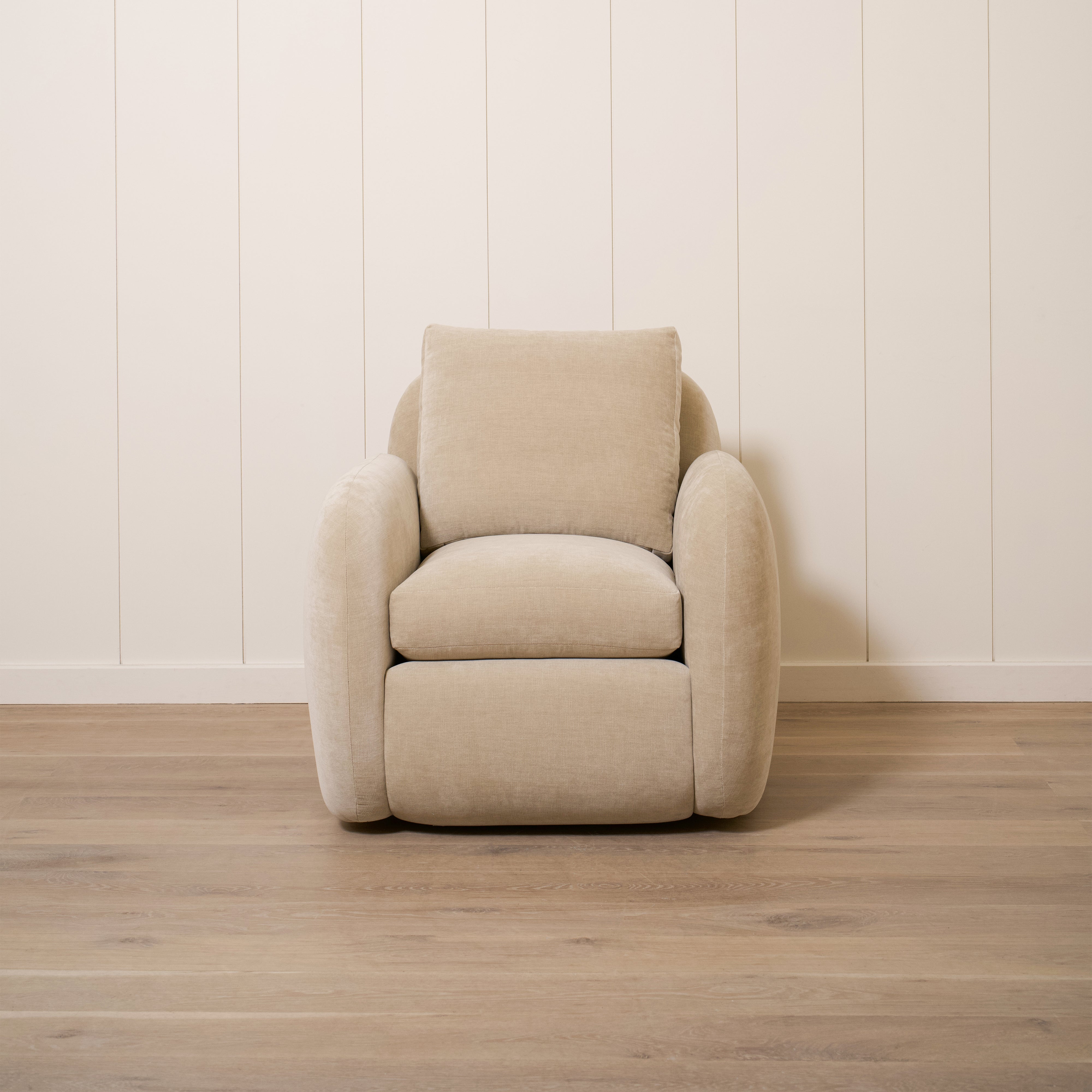 As Shown Upholstered in Canyon Sand, Swivel