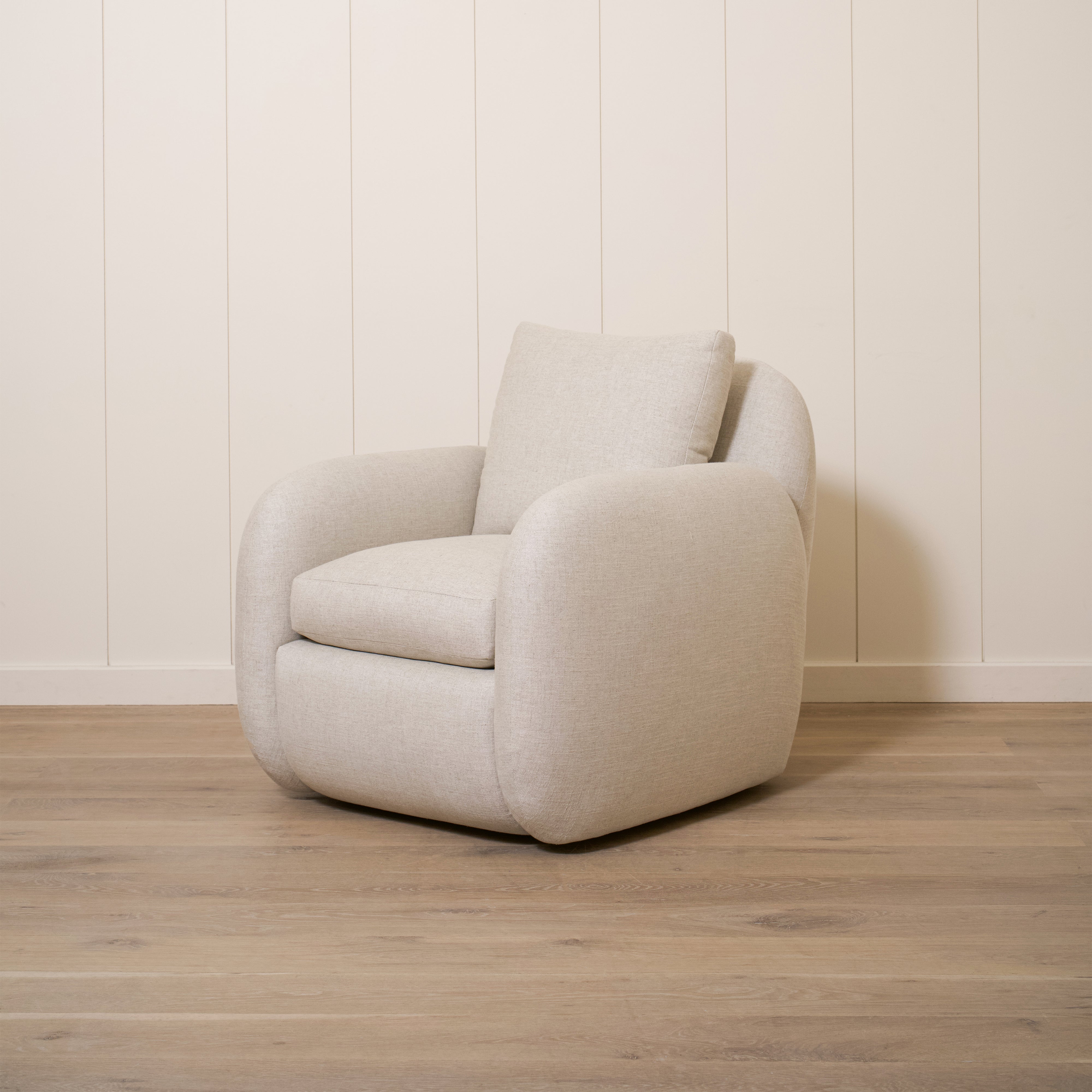 As Shown Upholstered in Aspyn Oatmeal, Swivel