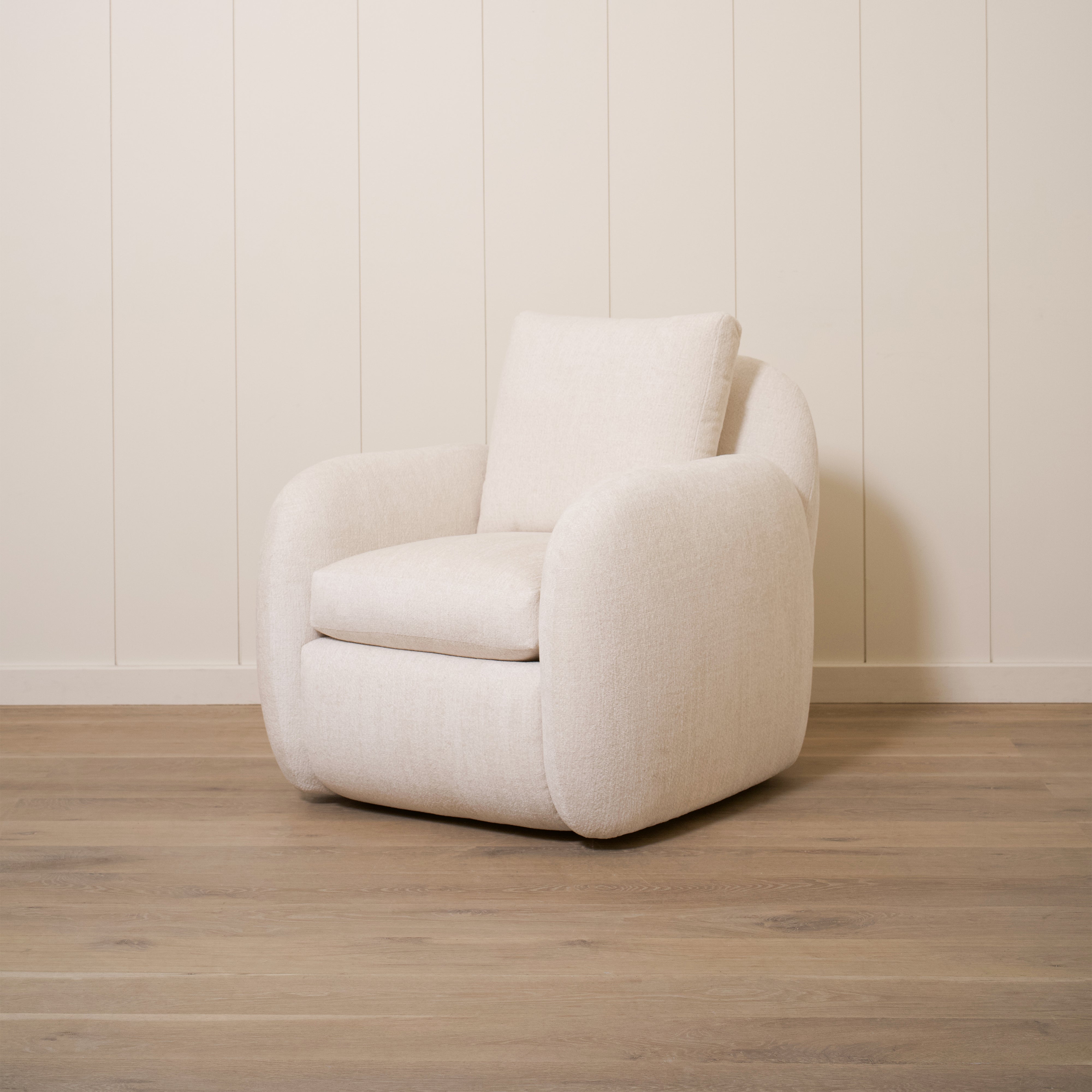 As Shown Upholstered in Dylan Parchment, Swivel