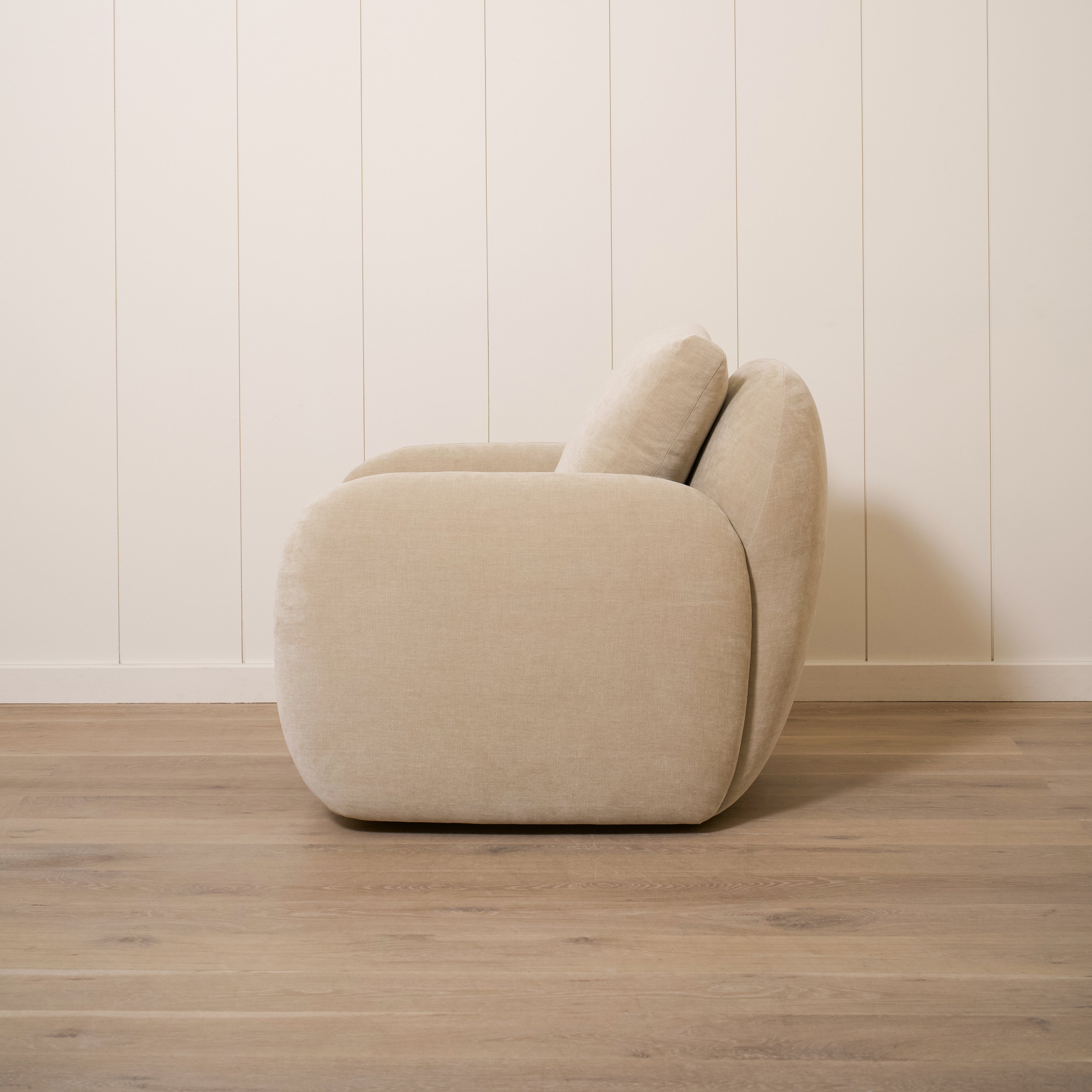 As Shown Upholstered in Canyon Sand, Swivel