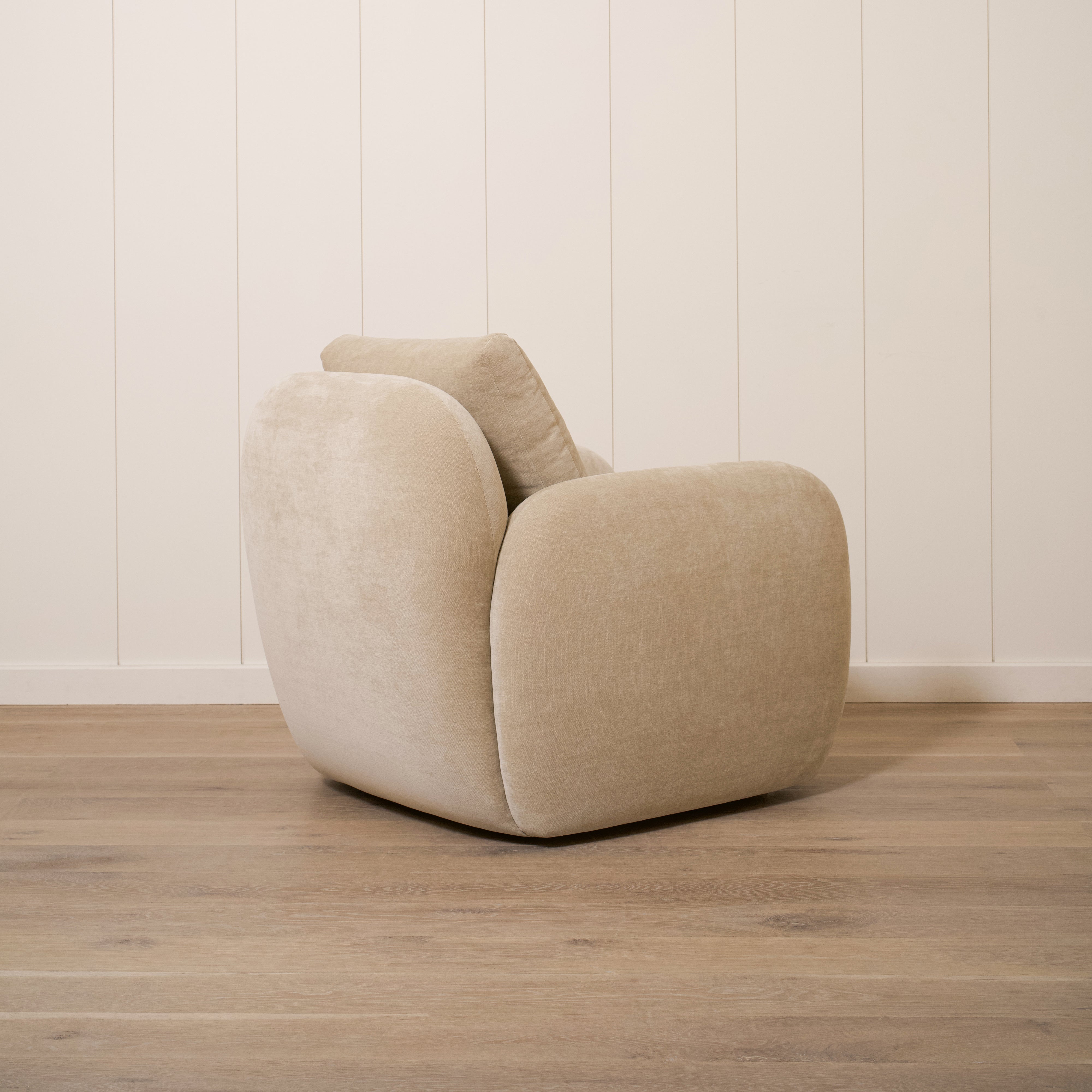 As Shown Upholstered in Canyon Sand, Swivel