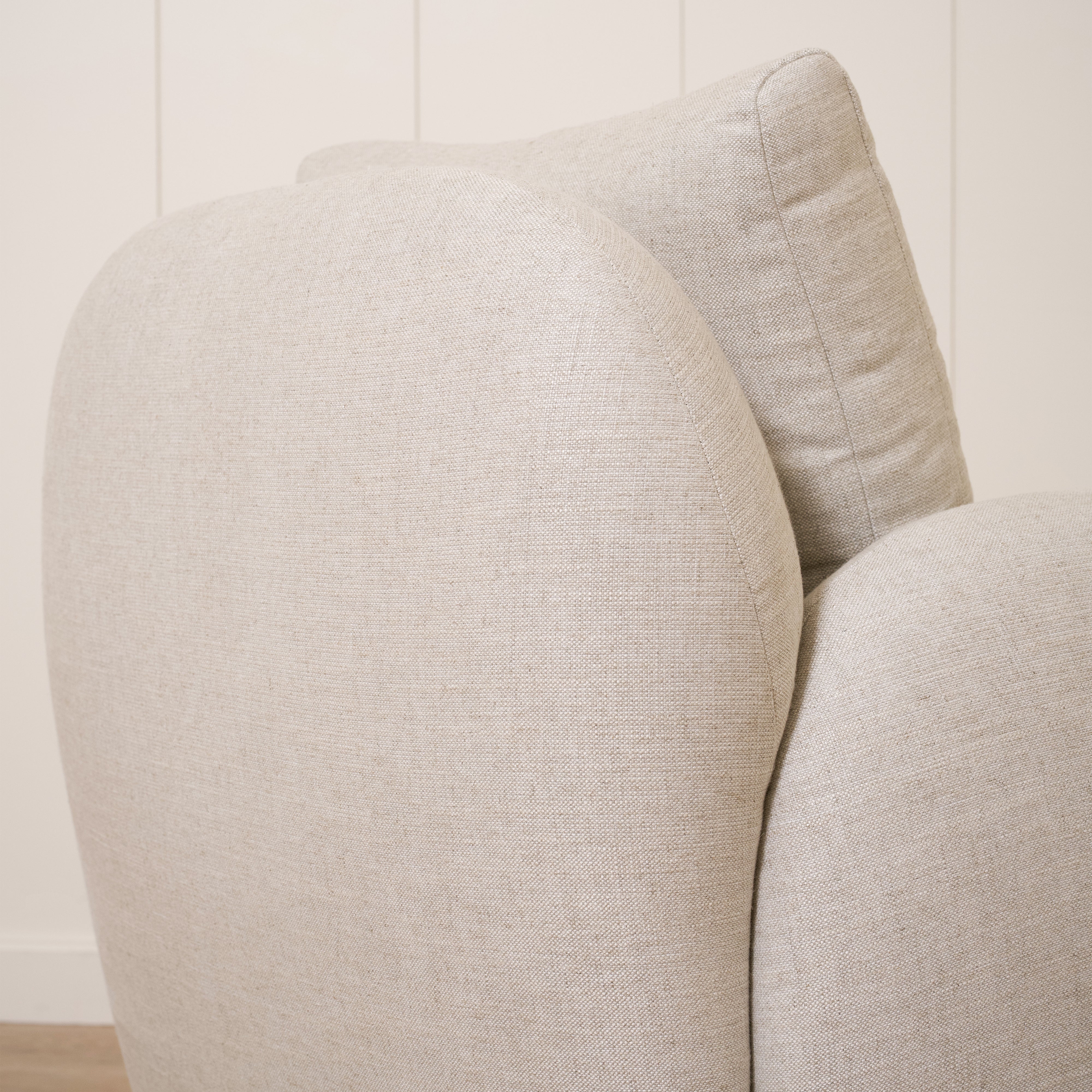 As Shown Upholstered in Aspyn Oatmeal, Swivel