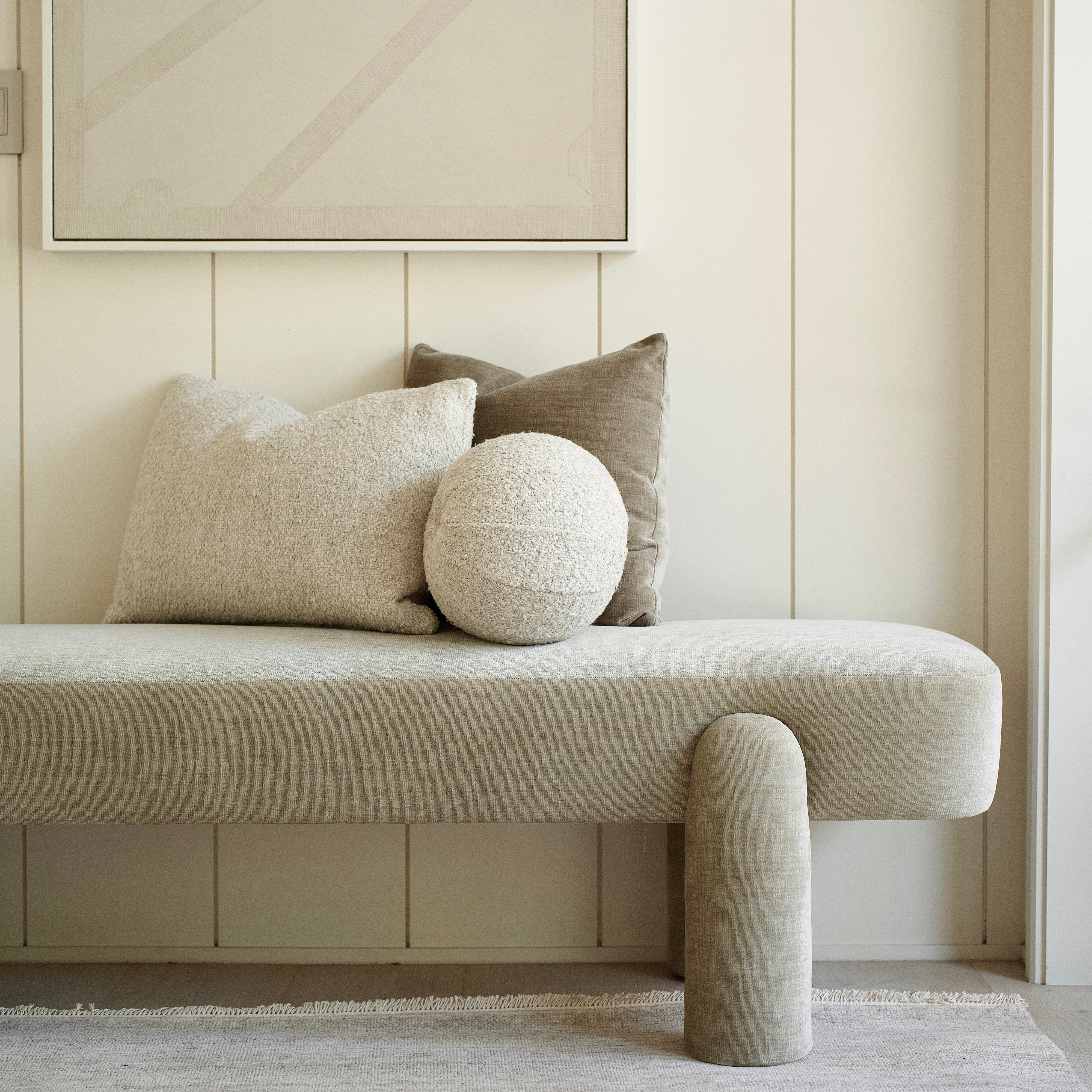 As Shown in 20x20 Canyon Chestnut, 14x20 Berber Natural, Ball pillow Berber Natural