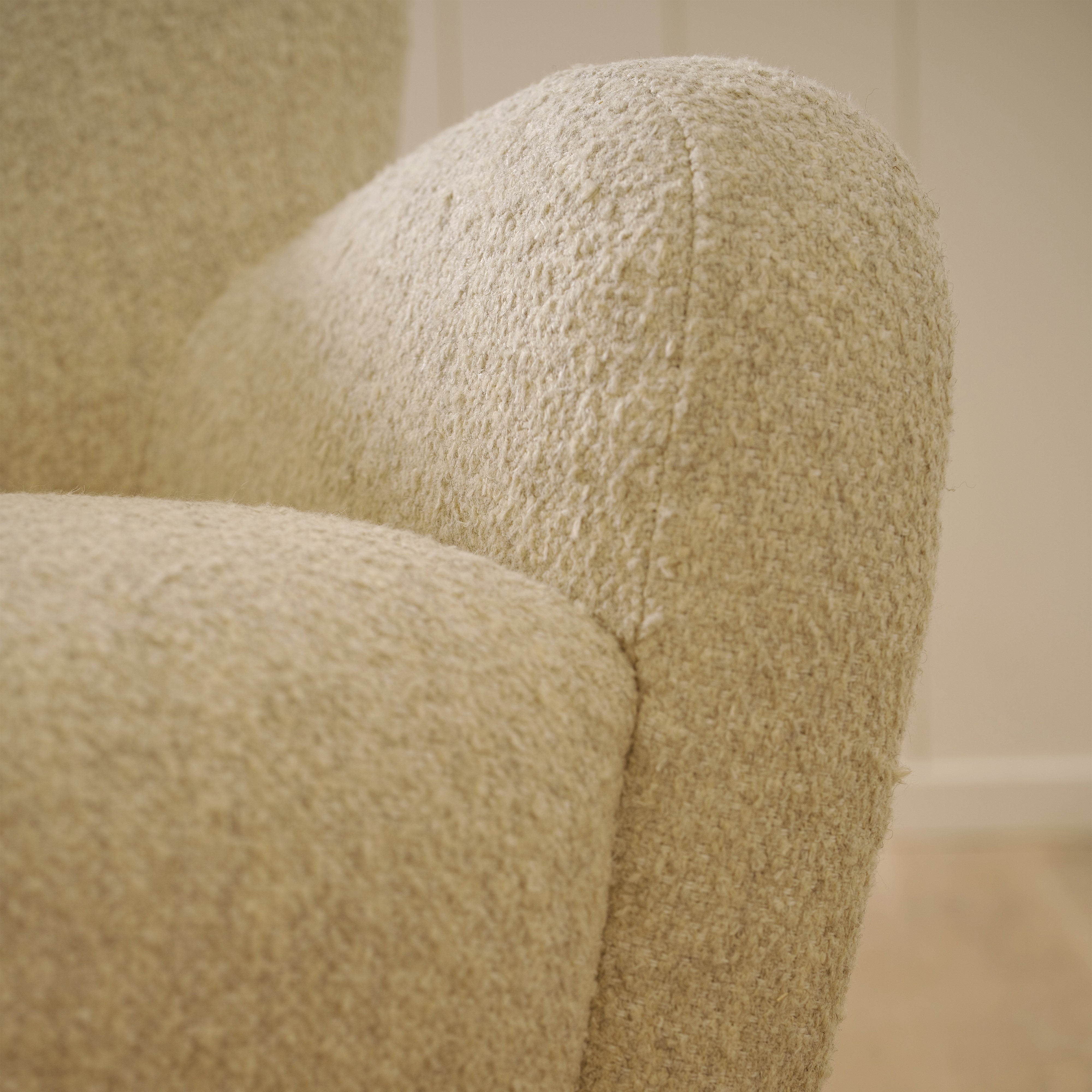 As shown upholstered in Berber Natural, legs in Sand finish