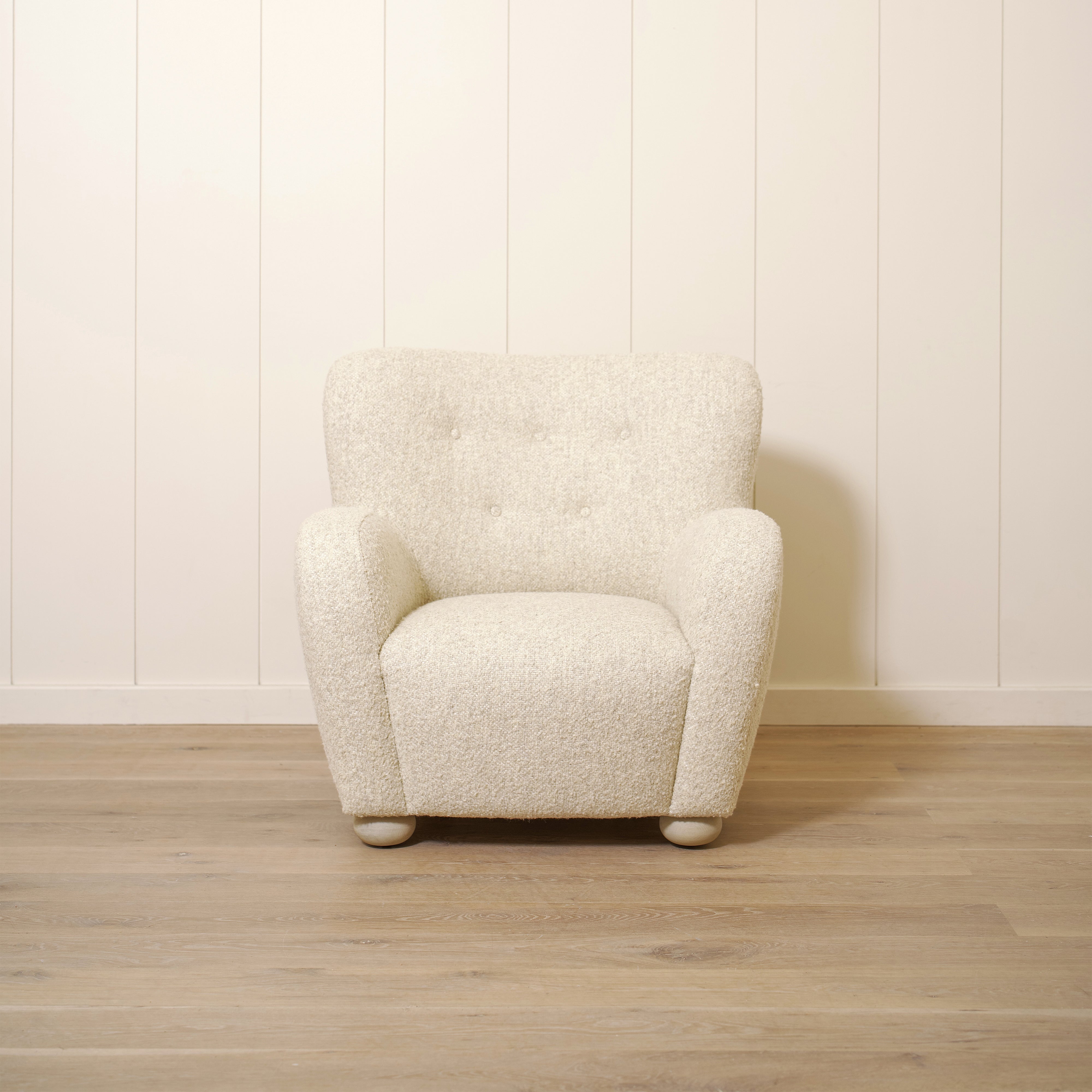 As shown upholstered in Berber Natural, legs in Sand finish