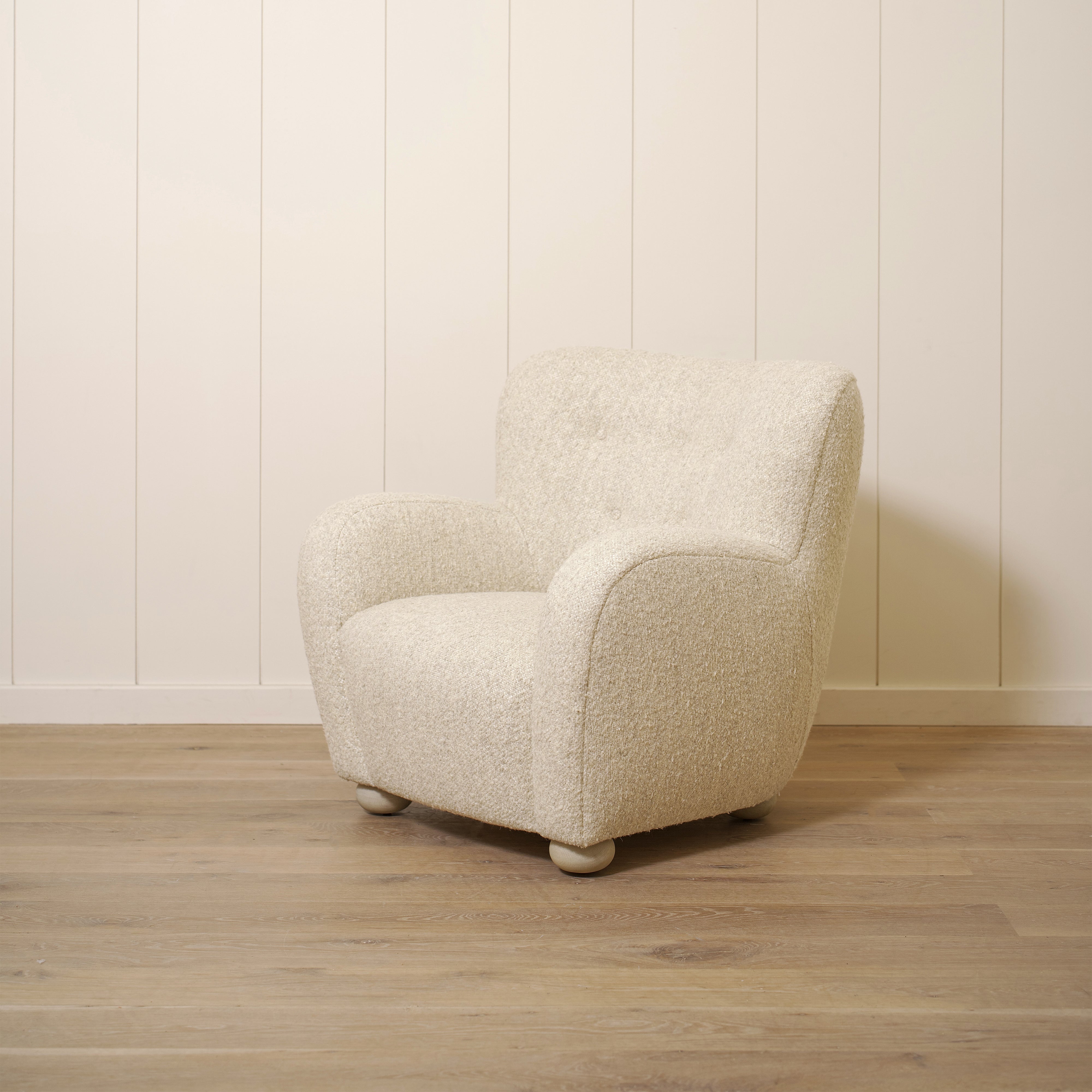 As shown upholstered in Berber Natural, legs in Sand finish