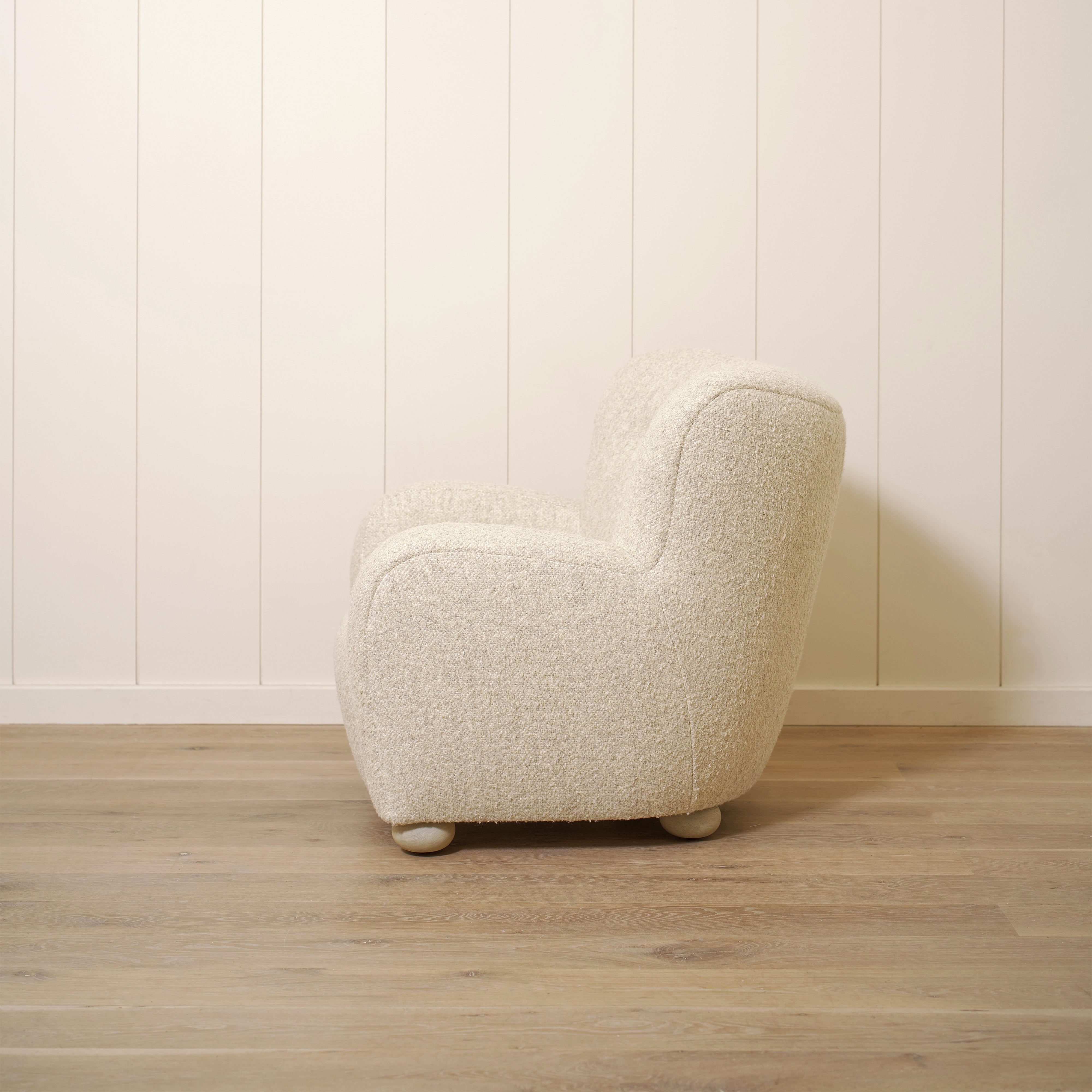 As shown upholstered in Berber Natural, legs in Sand finish