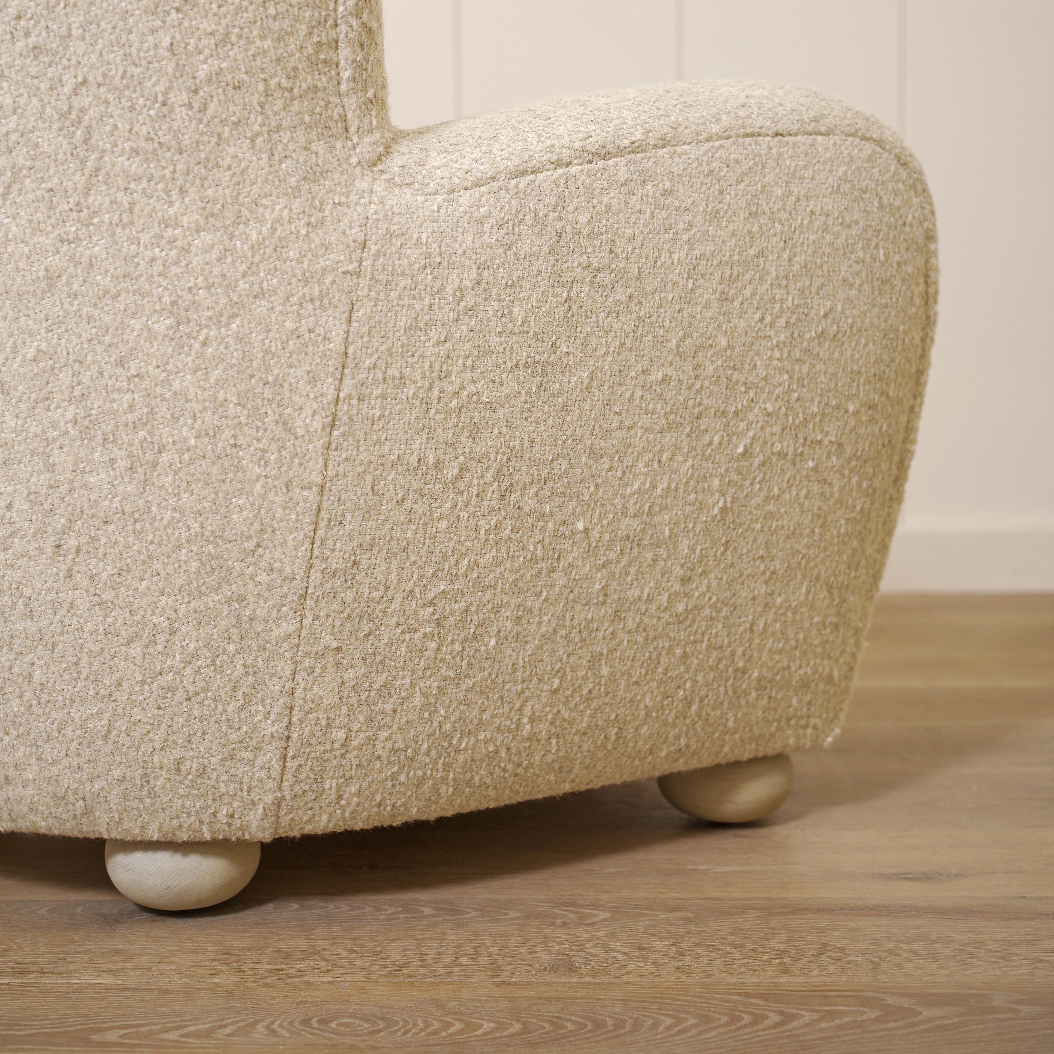 As shown upholstered in Berber Natural, legs in Sand finish