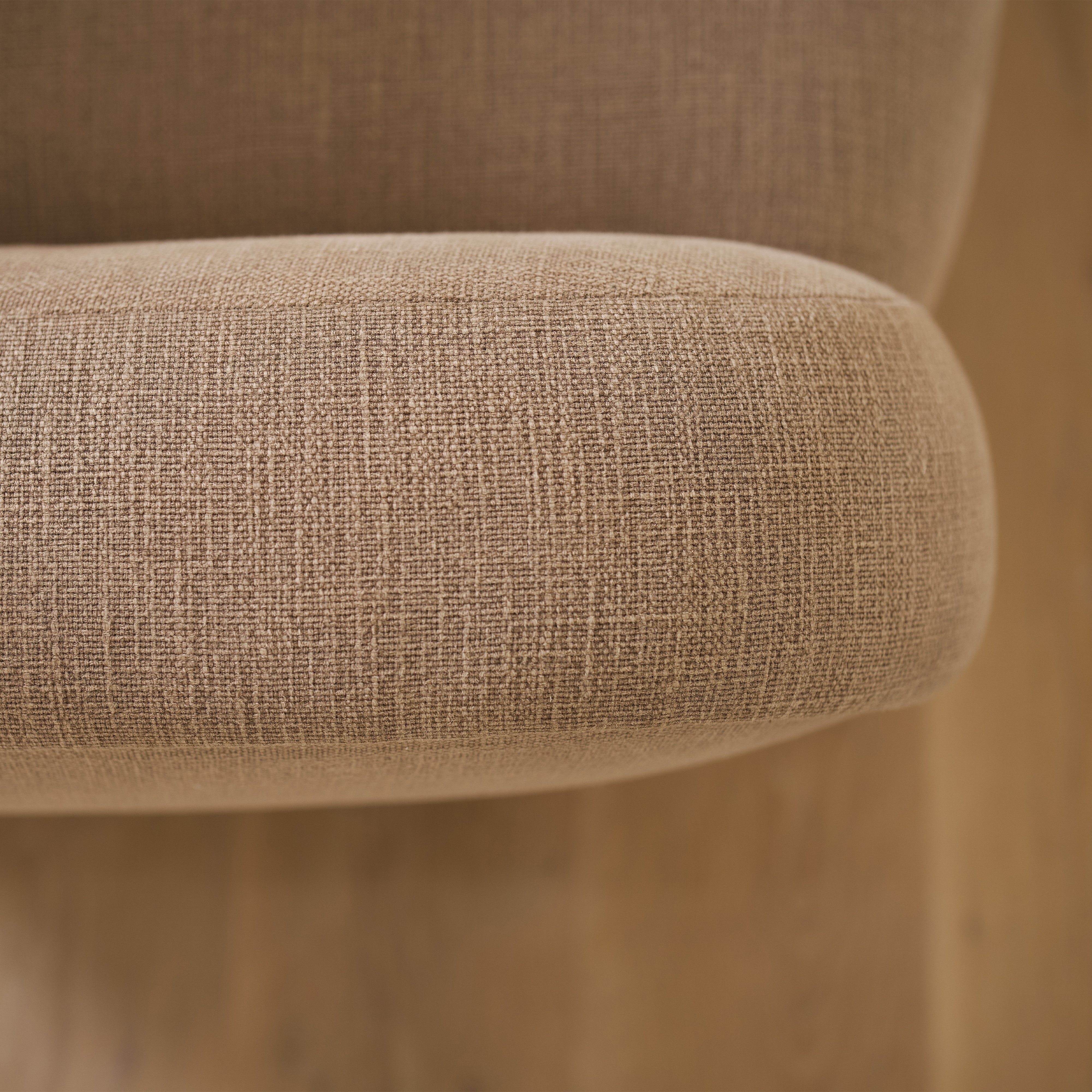 As shown upholstered in Vail Bark, legs in Sand finish