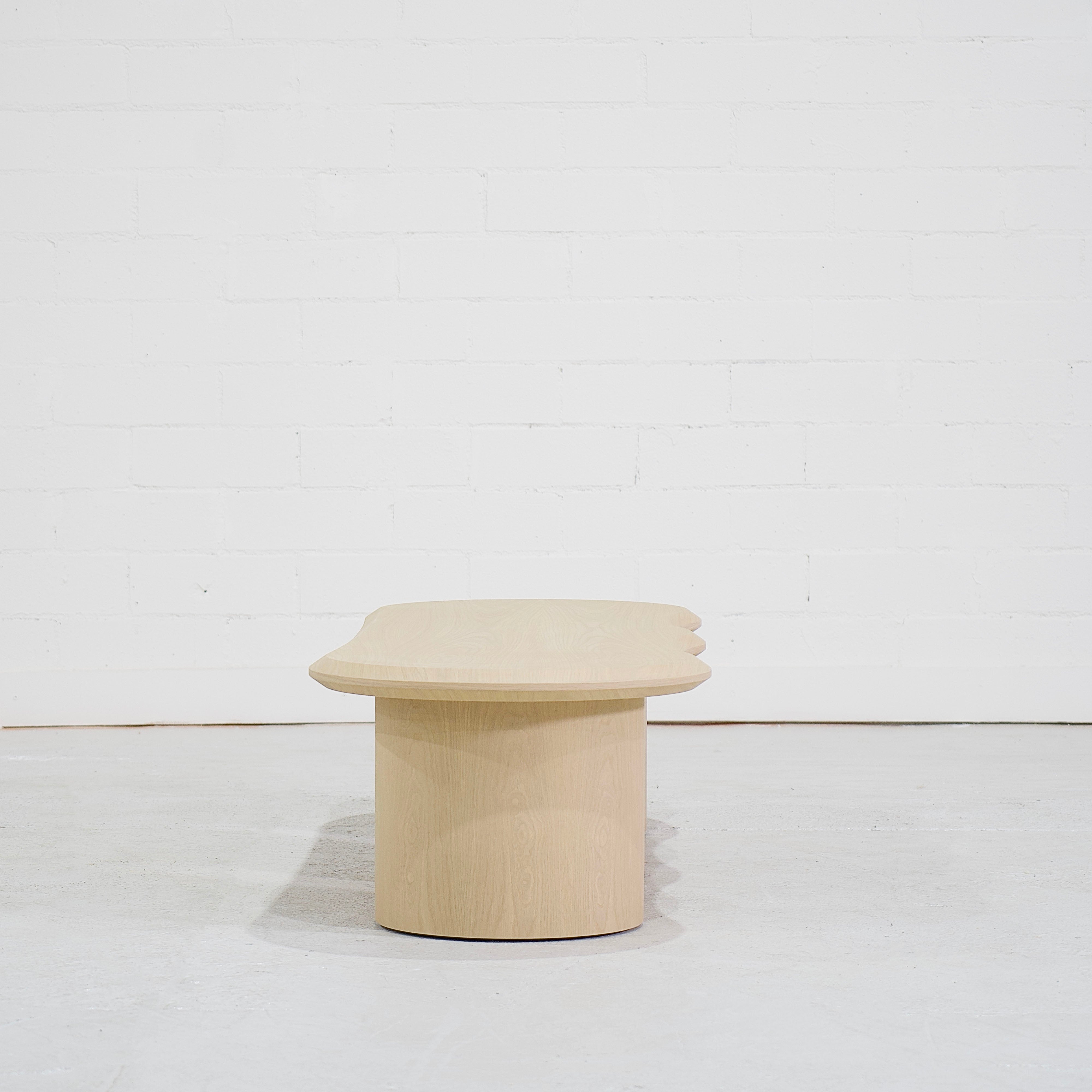 As Shown: 68"W x 22"D x 16"H | Material: Solid White Oak | Finish: Mint White Natural (Discontinued)