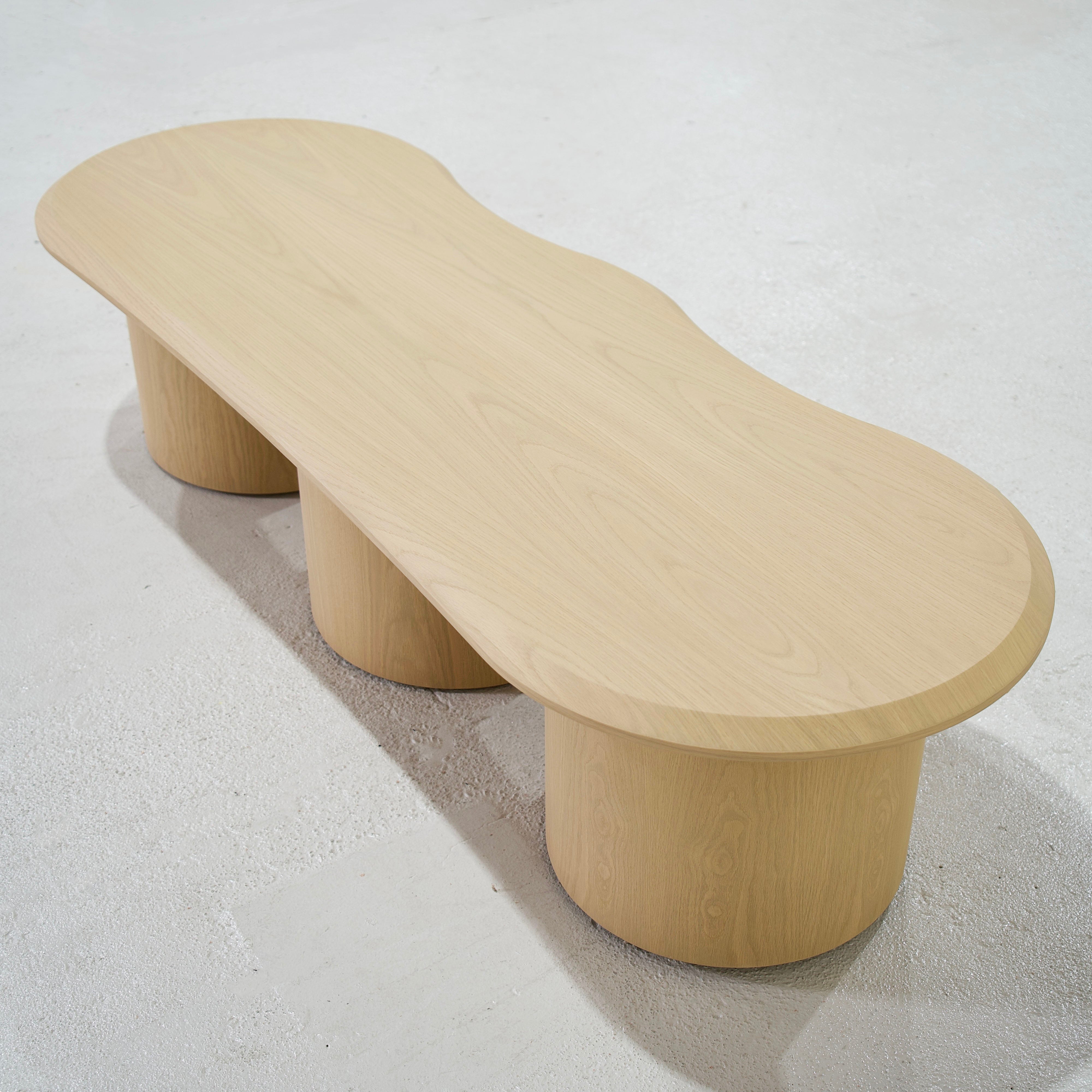 As Shown: 68"W x 22"D x 16"H | Material: Solid White Oak | Finish: Mint White Natural (Discontinued)