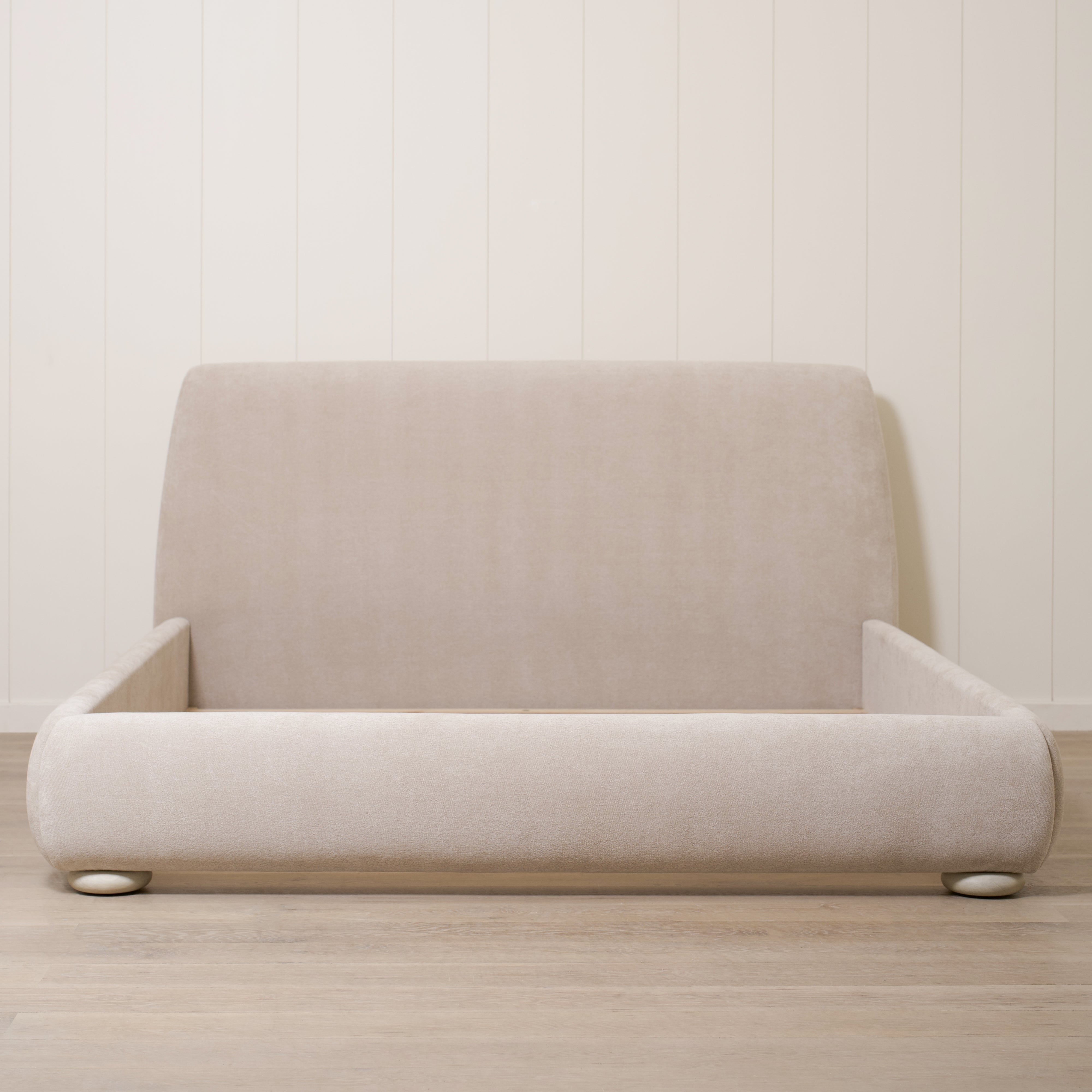 As Shown: King | Style: Upholstered | Fabric: Barney Sand | Finish: Sand