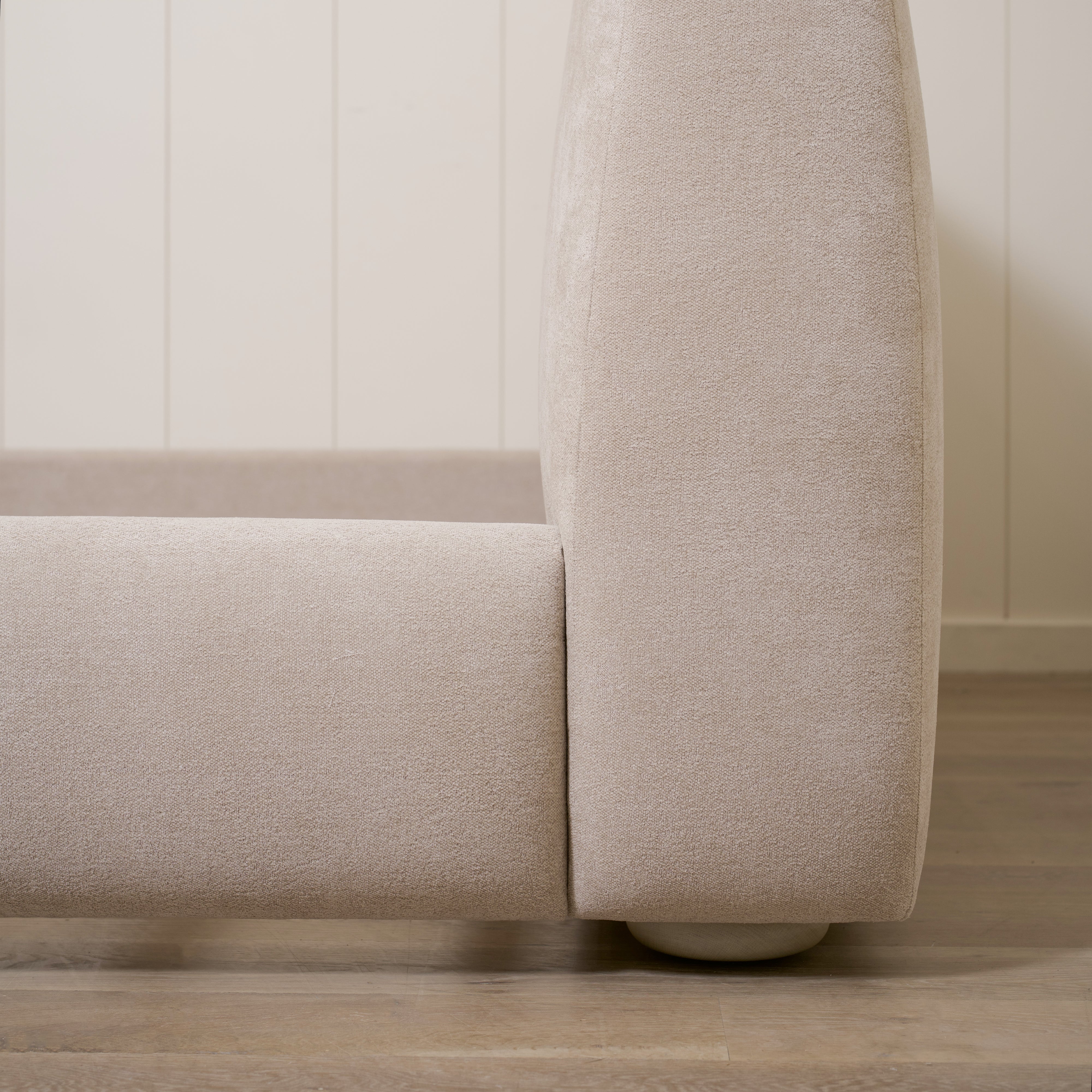 As Shown: King | Style: Upholstered | Fabric: Barney Sand | Finish: Sand