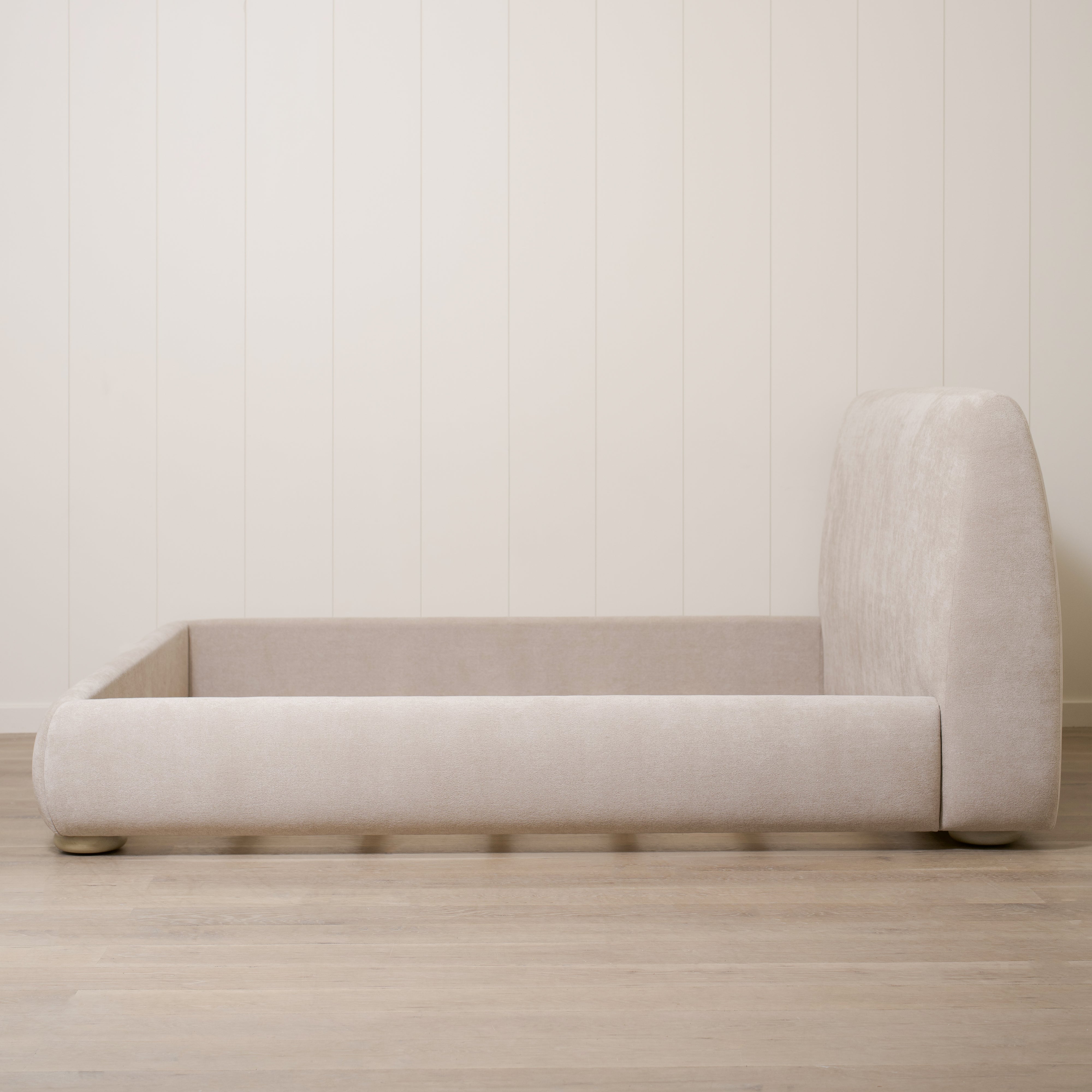 As Shown: King | Style: Upholstered | Fabric: Barney Sand | Finish: Sand