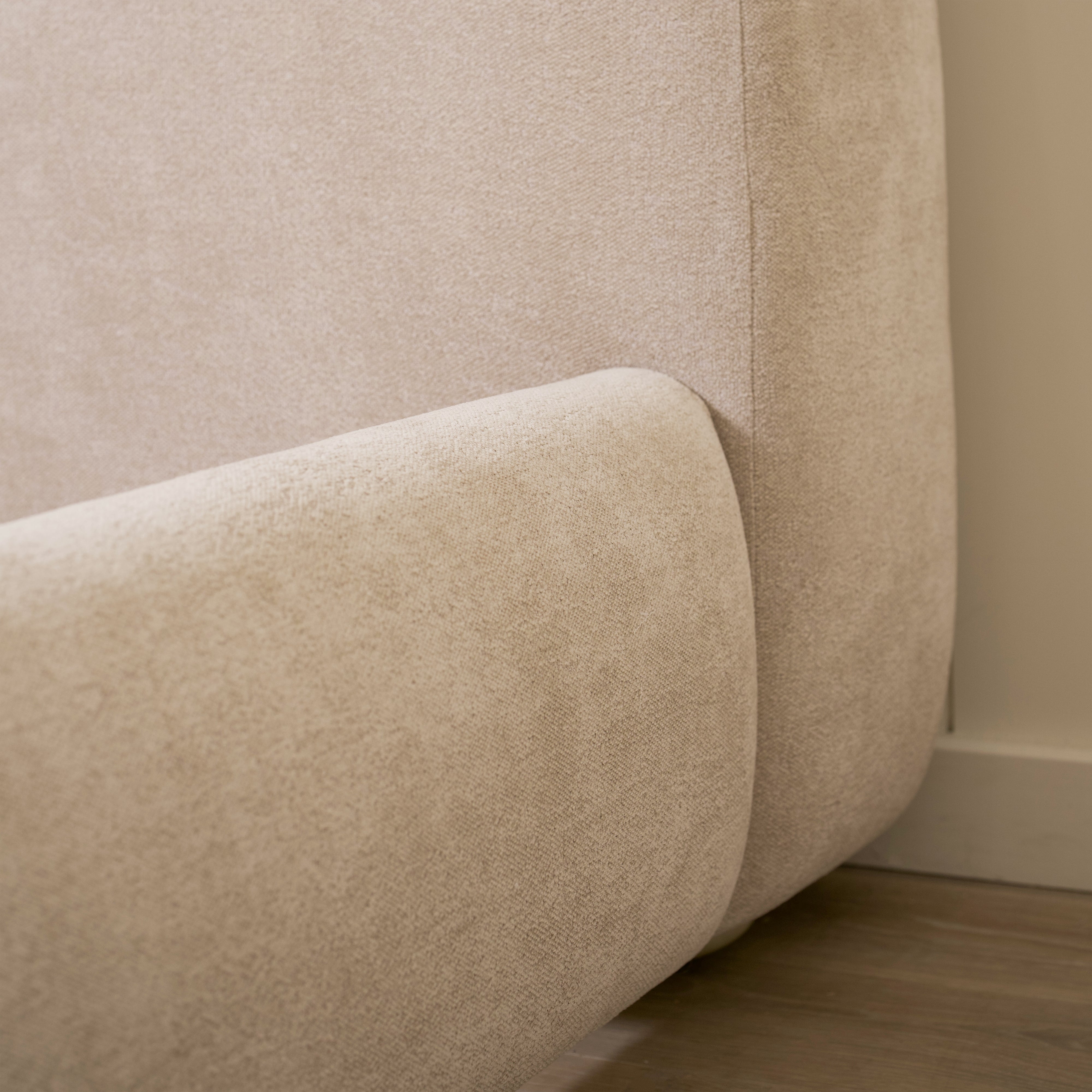 As Shown: King | Style: Upholstered | Fabric: Barney Sand | Finish: Sand