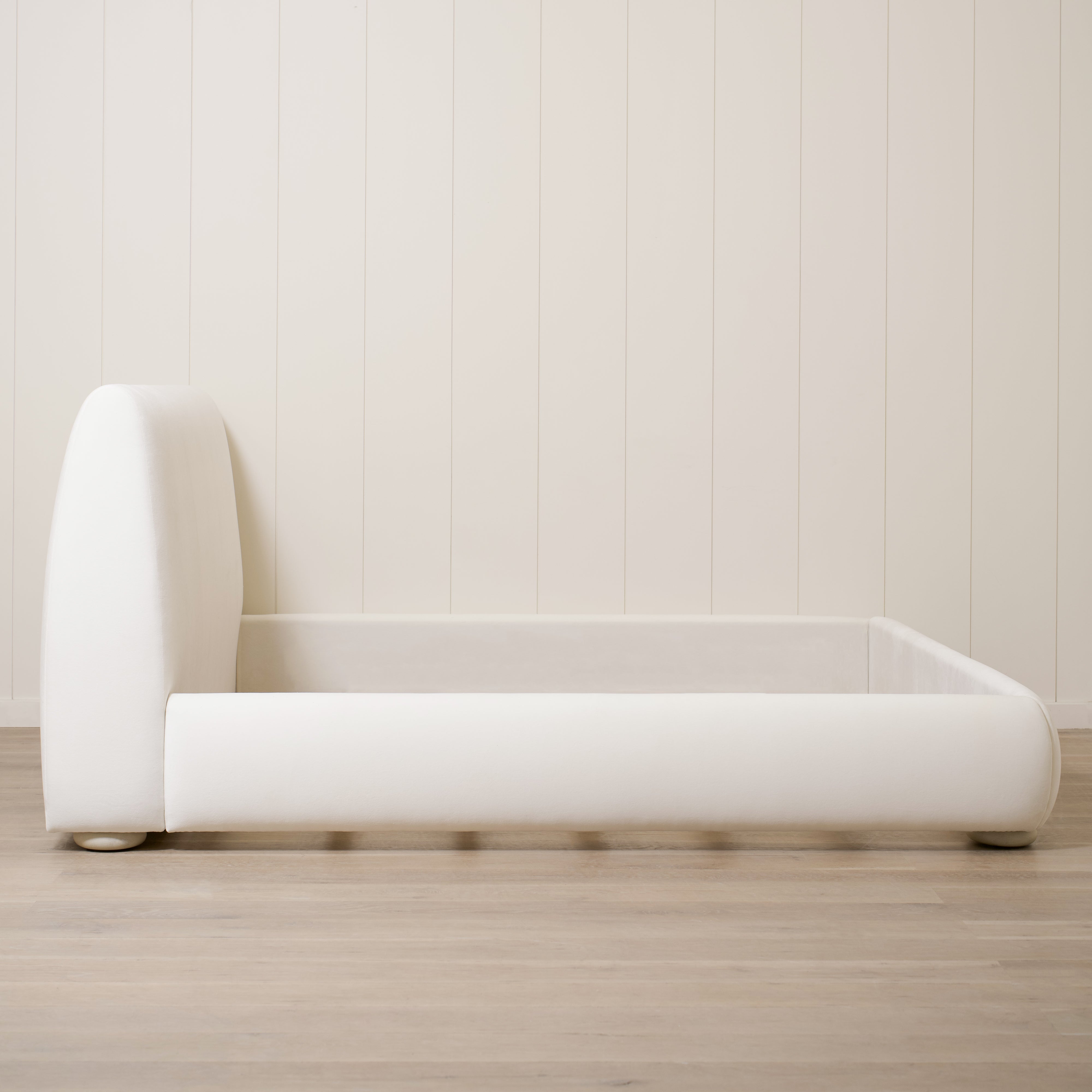 As Shown: King | Style: Upholstered | Fabric: Sky Creme | Finish: Sand