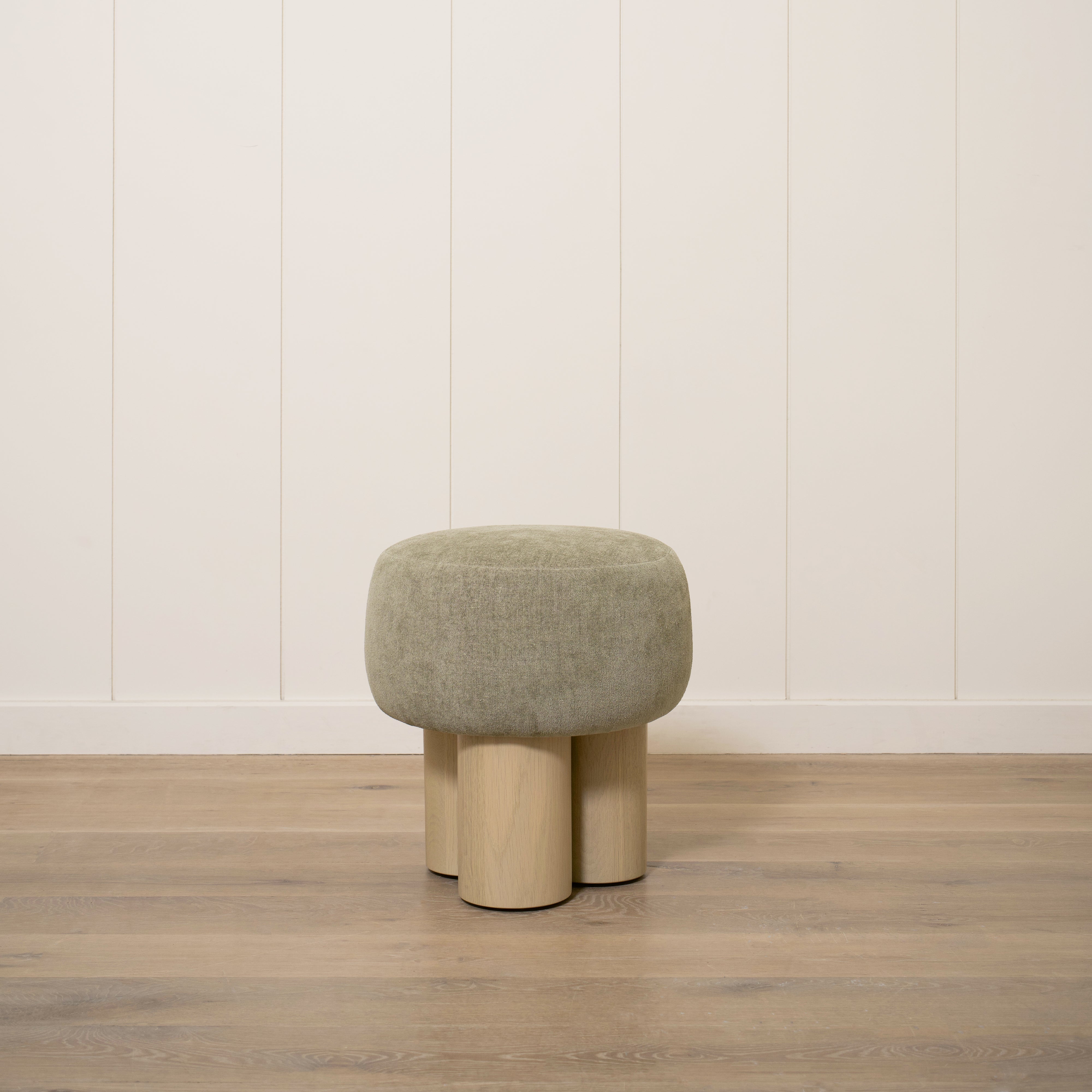 As Shown: 17"Dia x 18.5"H | Fabric: Bellamy Moss | Material: Solid & Engineered Oak | Finish: Sand