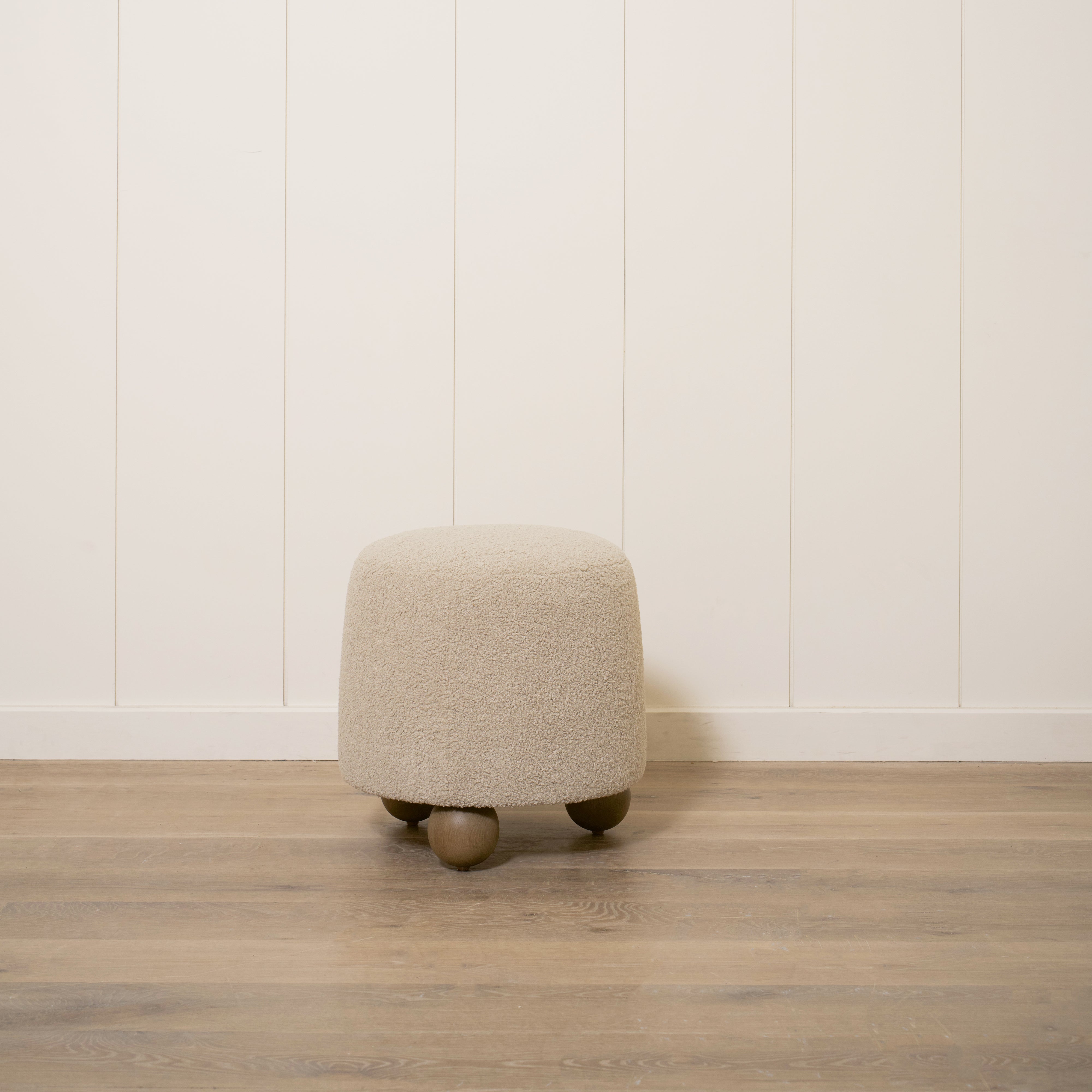 As Shown: 17"Dia x 18"H | Fabric: Peak Taupe | Material: Solid & Engineered Oak | Finish: Hazel