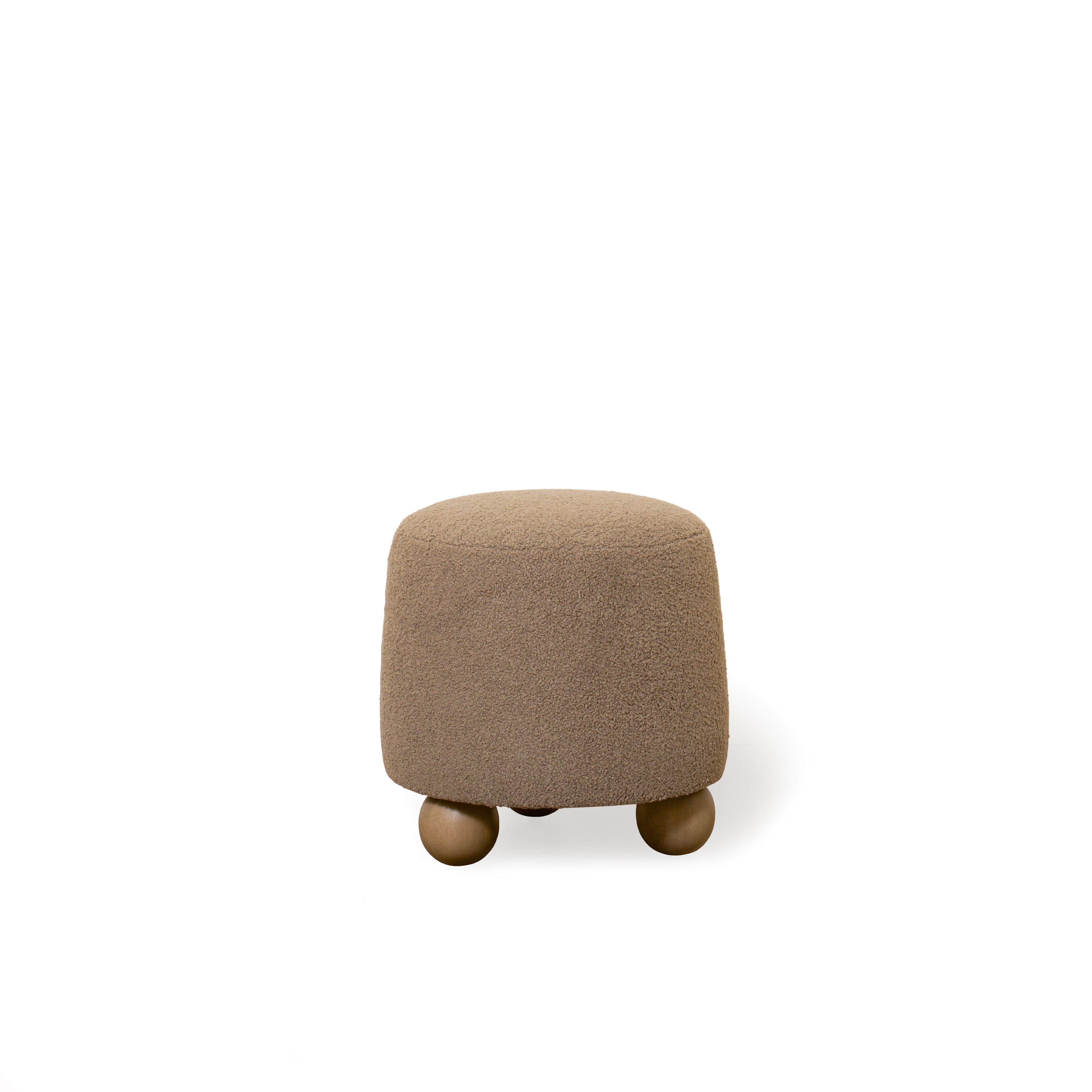 As Shown: 17"Dia x 18"H | Fabric: Peak Cocoa | Material: Solid & Engineered Oak | Finish: Hazel