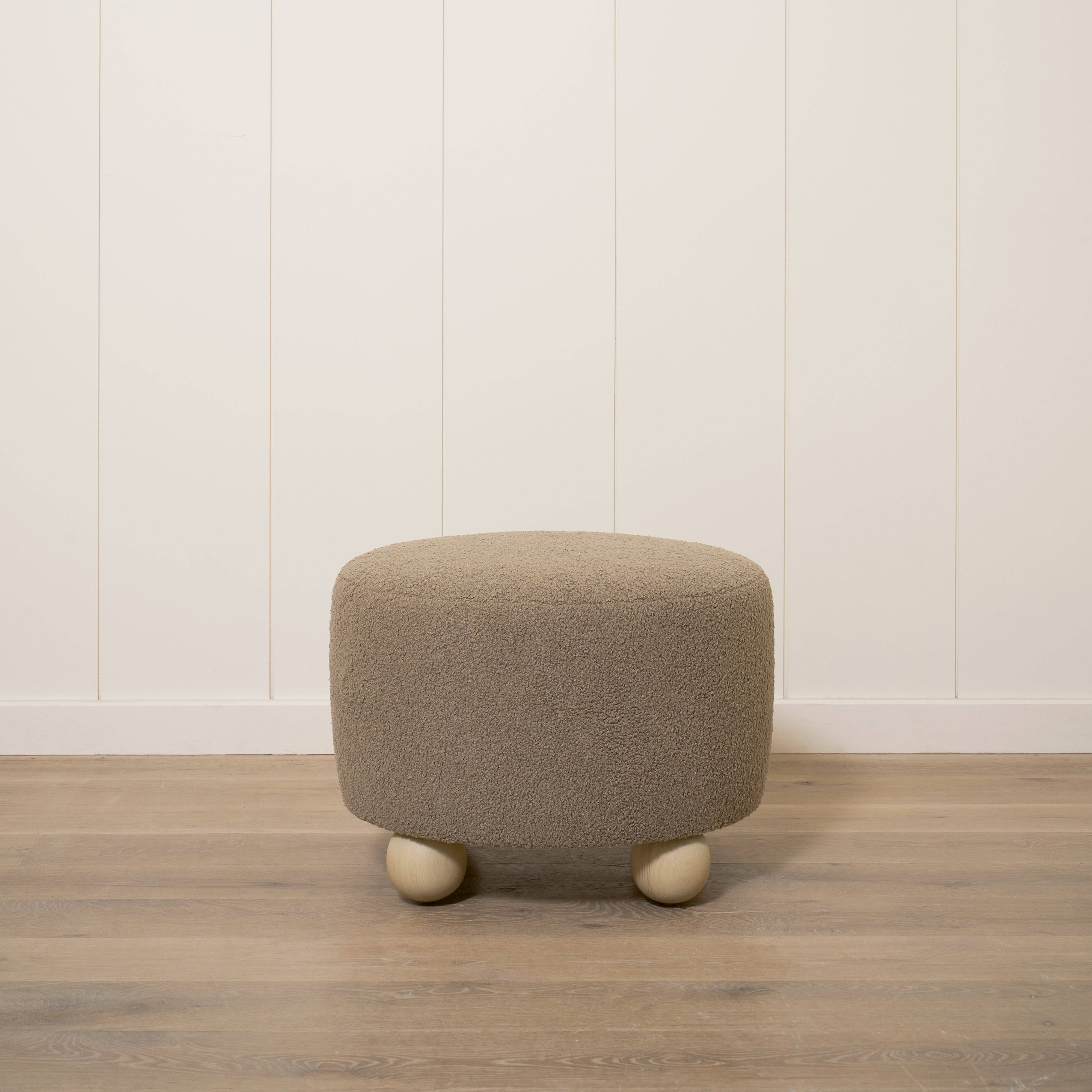 As Shown: 23"Dia x 17"H | Fabric: Peak Cocoa | Material: Solid & Engineered Oak | Finish: Sand
