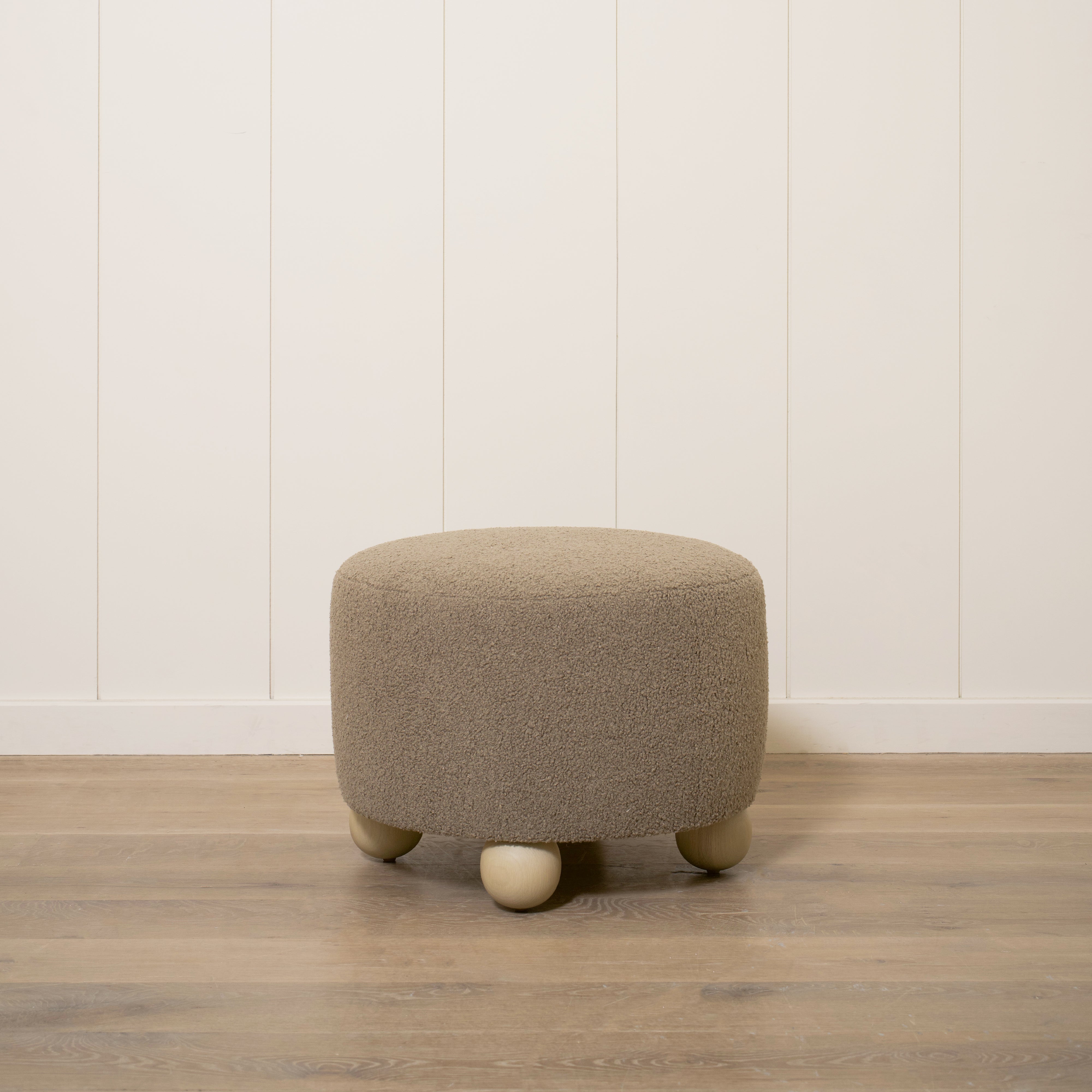 As Shown: 23"Dia x 17"H | Fabric: Peak Cocoa | Material: Solid & Engineered Oak | Finish: Sand