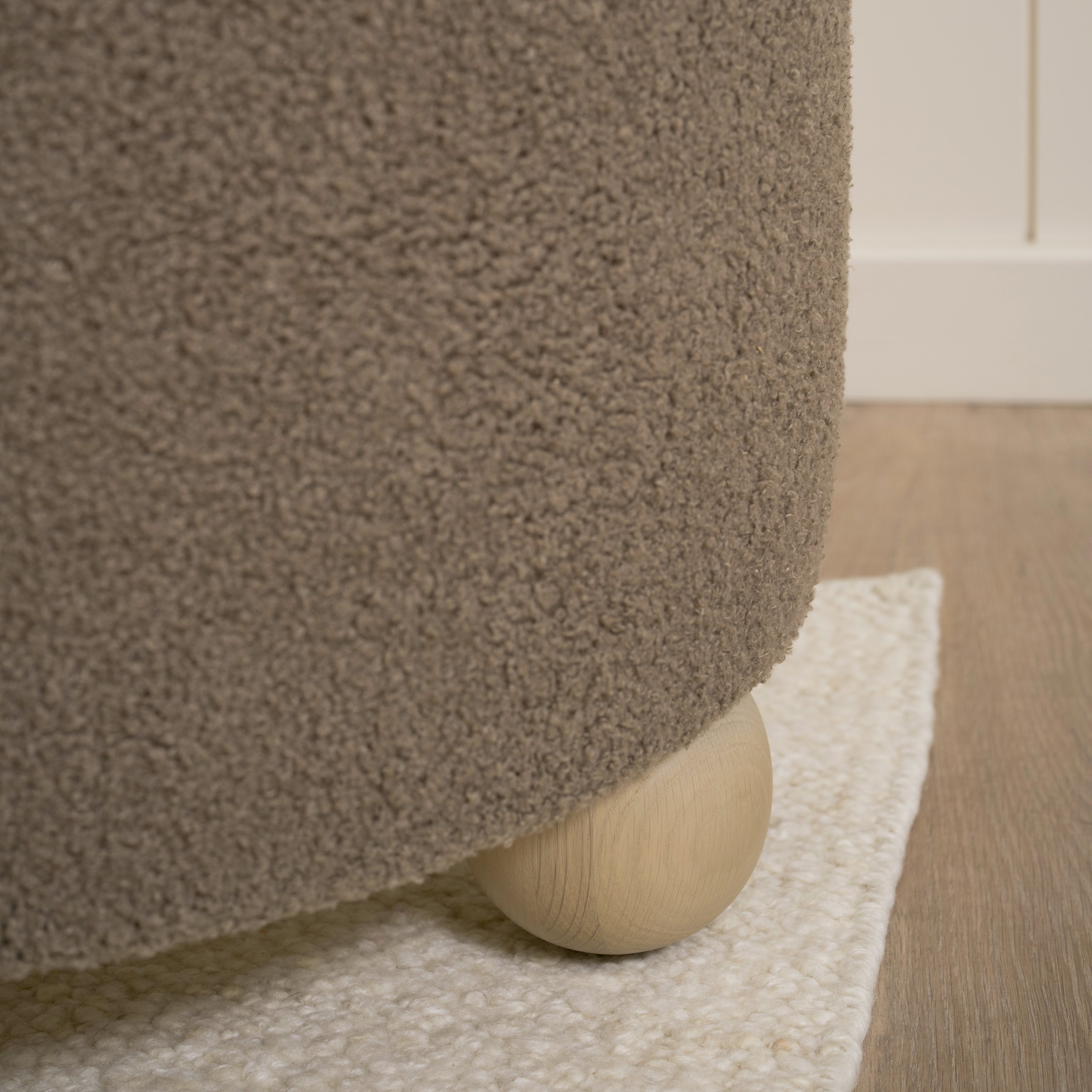 As Shown: 23"Dia x 17"H | Fabric: Peak Cocoa | Material: Solid & Engineered Oak | Finish: Sand