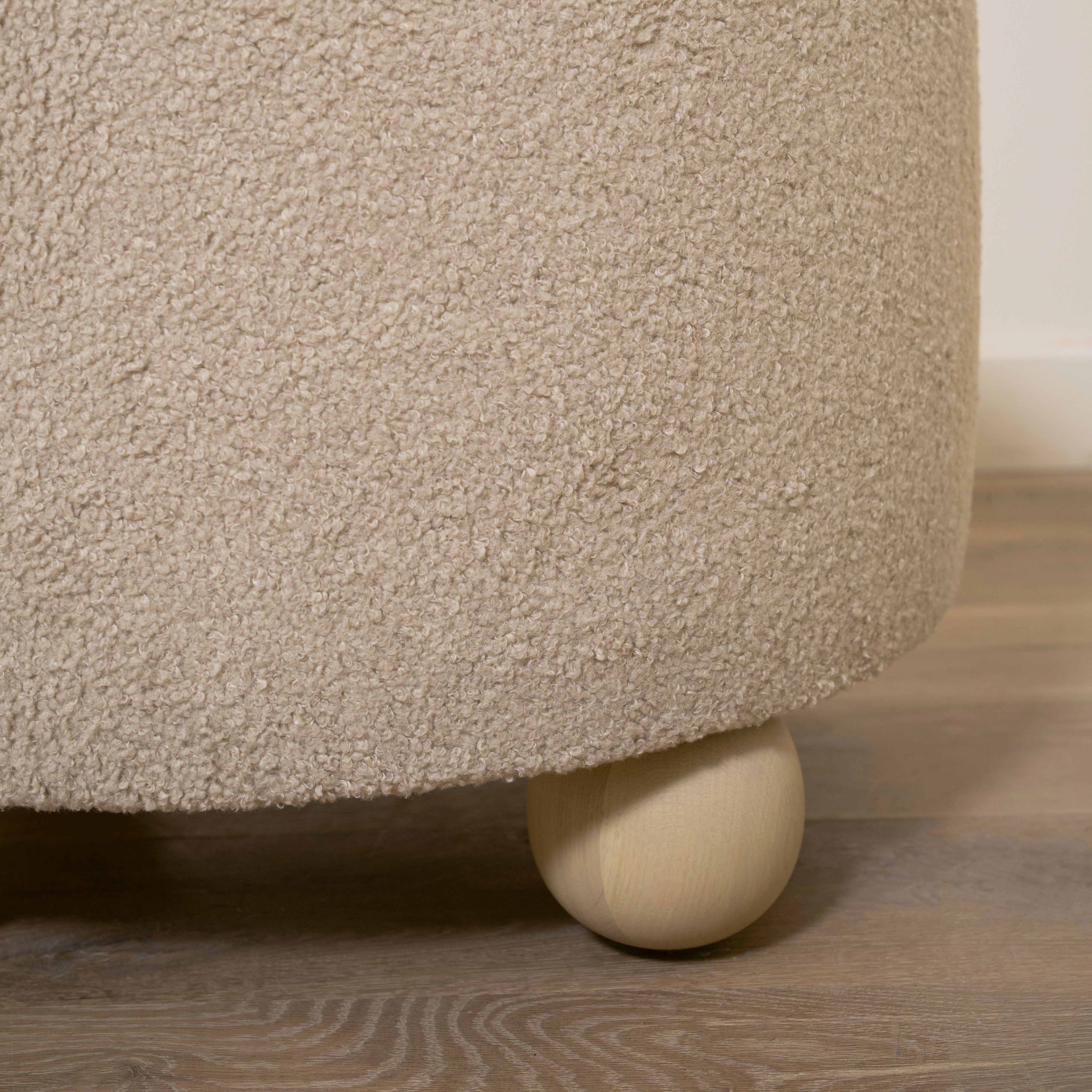 As Shown: 23"Dia x 17"H | Fabric: Peak Taupe | Material: Solid & Engineered Oak | Finish: Sand