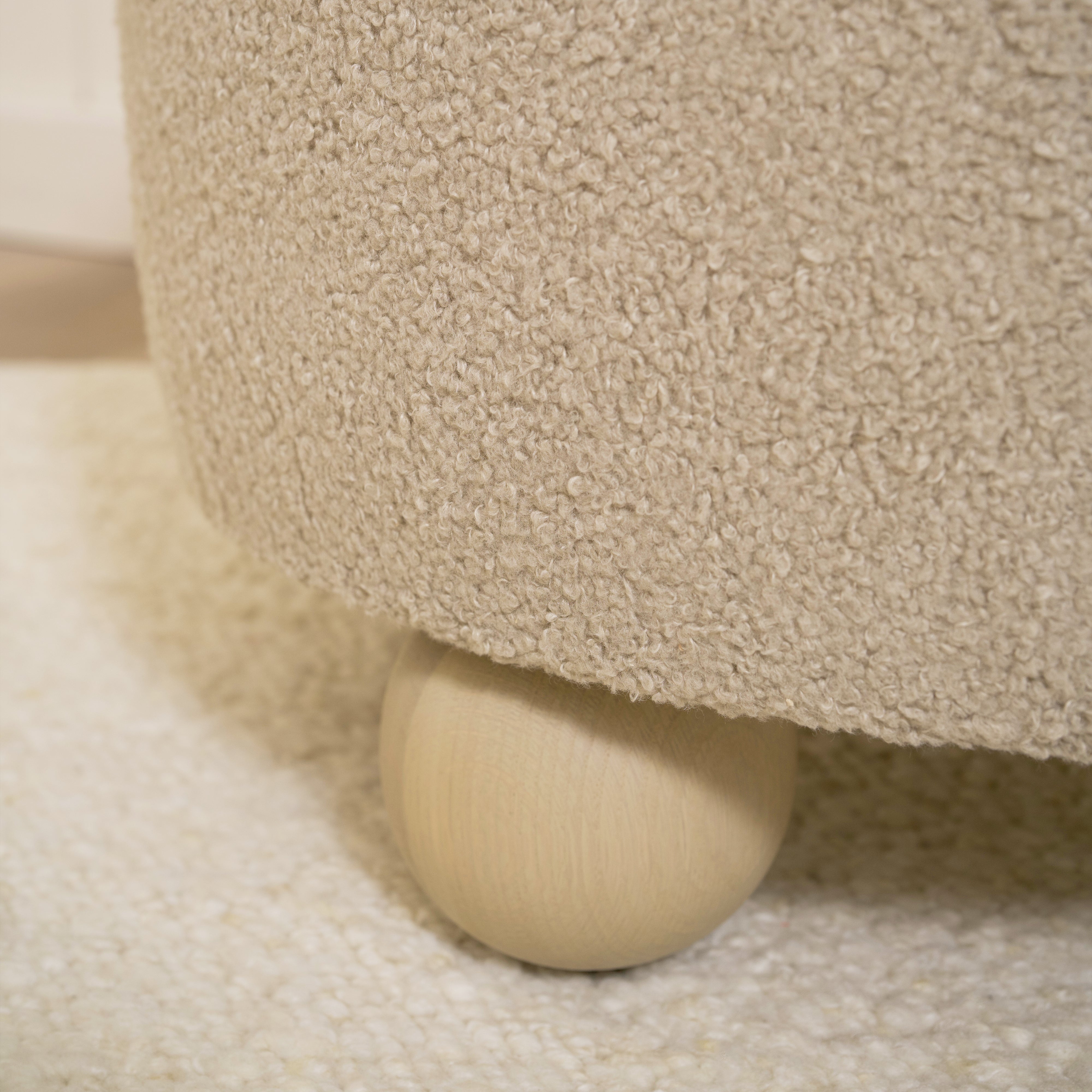 As Shown: 23"Dia x 17"H | Fabric: Peak Taupe | Material: Solid & Engineered Oak | Finish: Sand