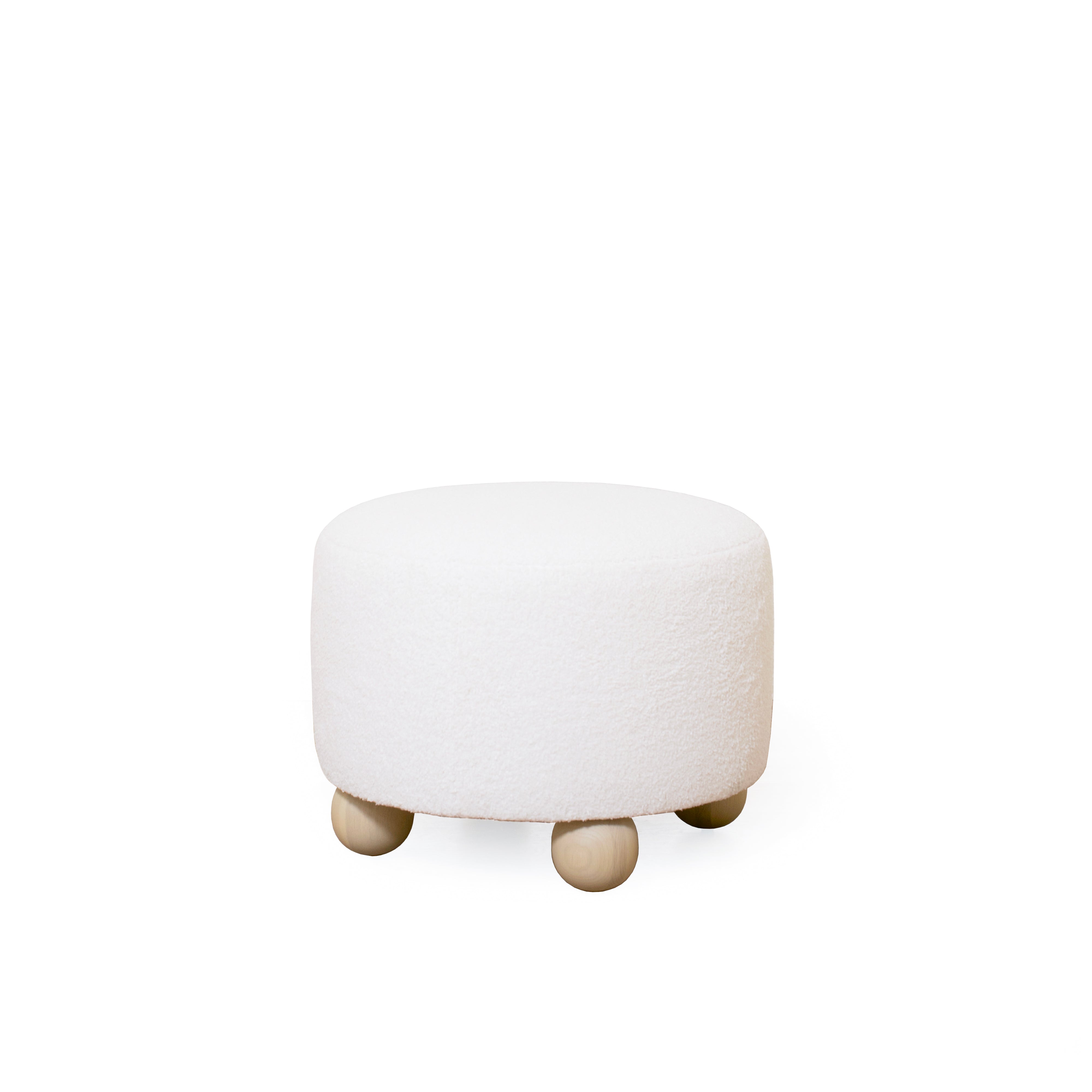 As Shown: 23"Dia x 17"H | Fabric: Peak White | Material: Solid & Engineered Oak | Finish: Sand