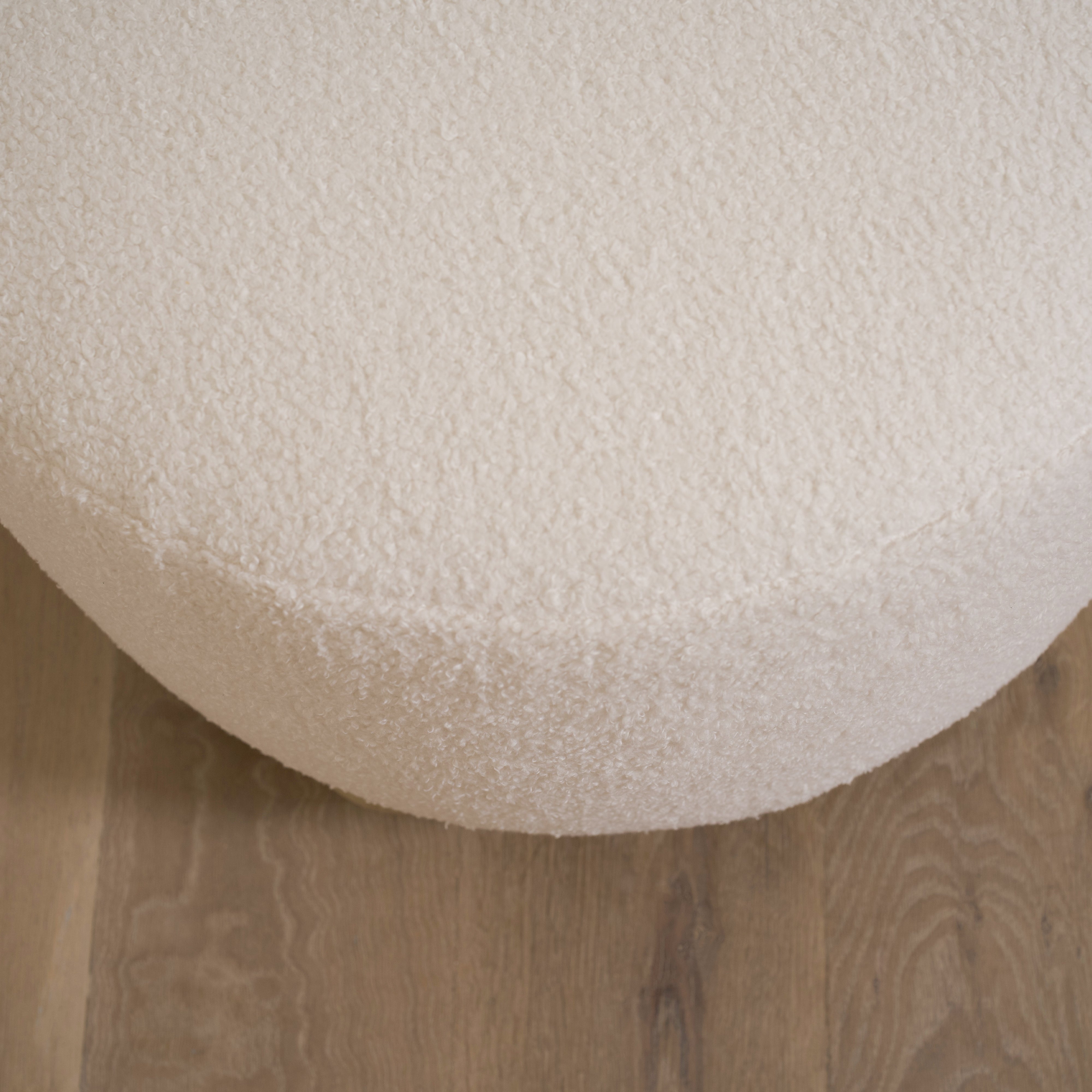 As Shown: 23"Dia x 17"H | Fabric: Peak White | Material: Solid & Engineered Oak | Finish: Sand
