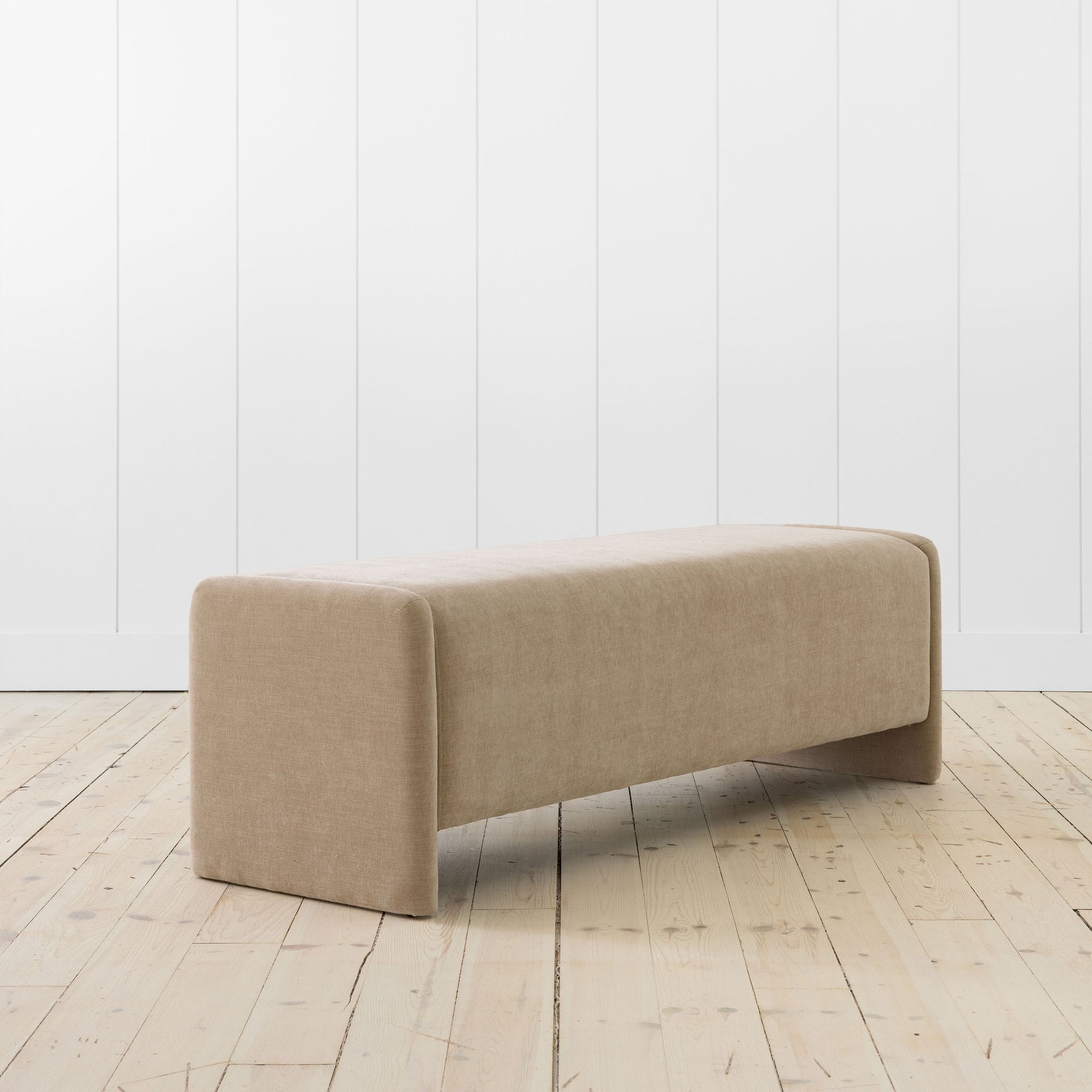 Upholstered Lyden Bench in Canyon Sand Performance Fabric