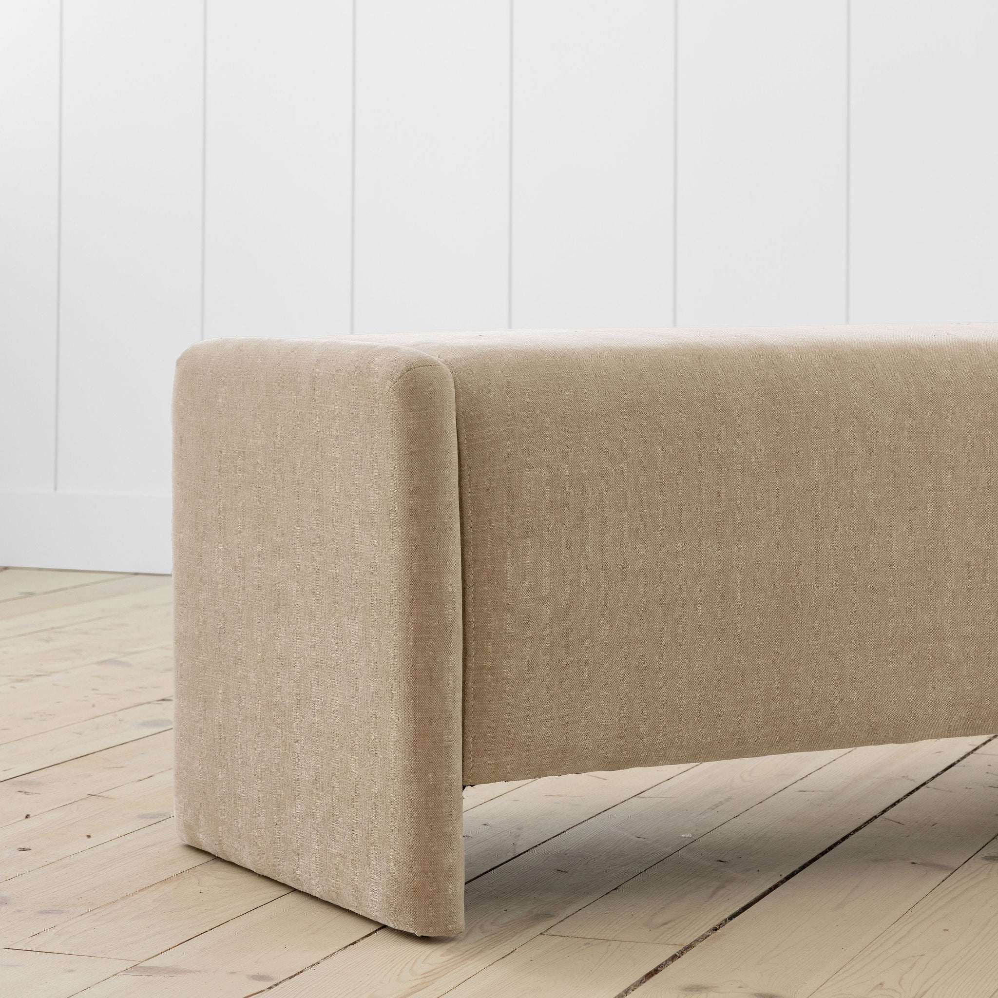 Upholstered Lyden Bench in Canyon Sand Performance Fabric