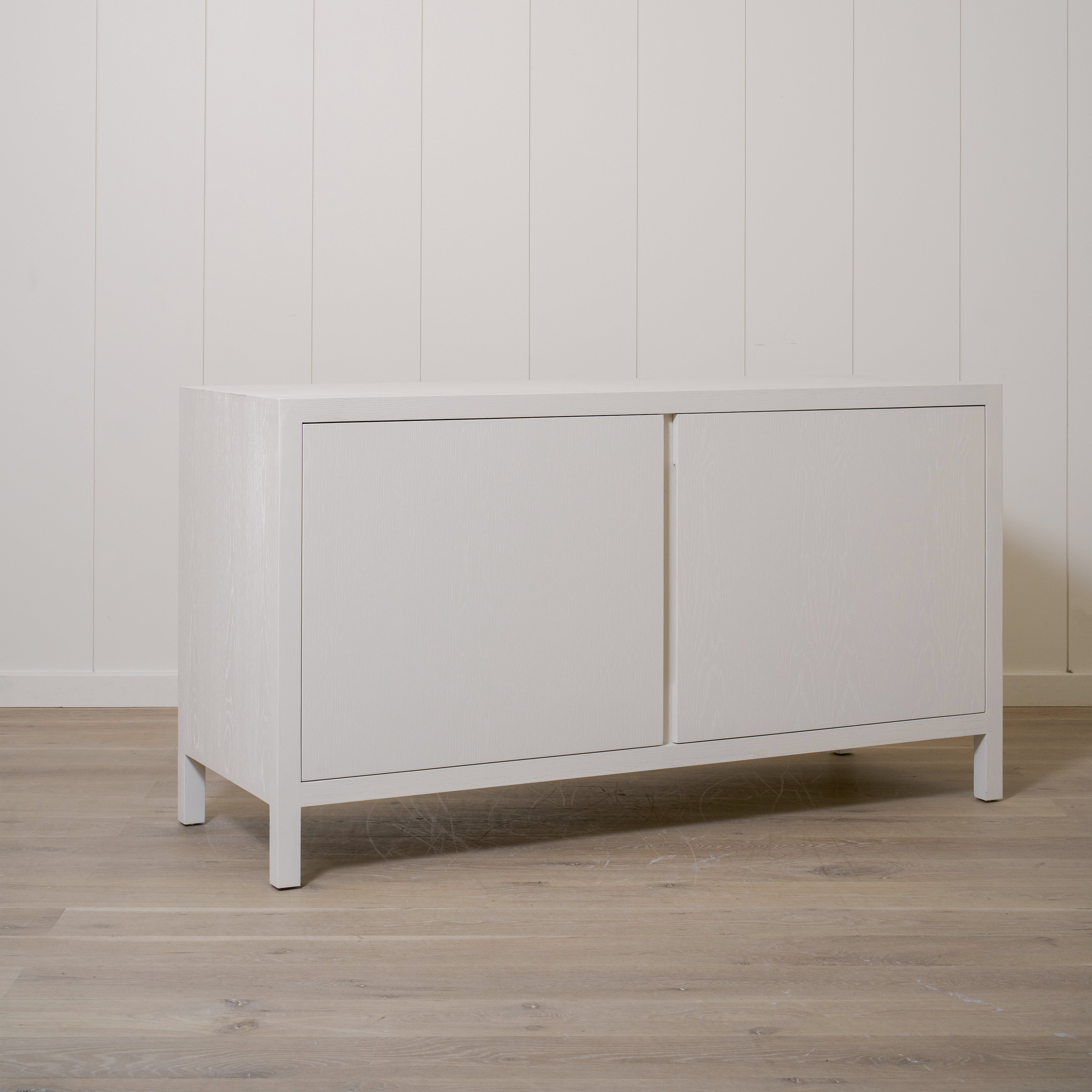 As Shown: 66"W x 24"D x 36"H | Material: Solid and Engineered Oak | Finish: Wirebrushed Edgecomb Grey