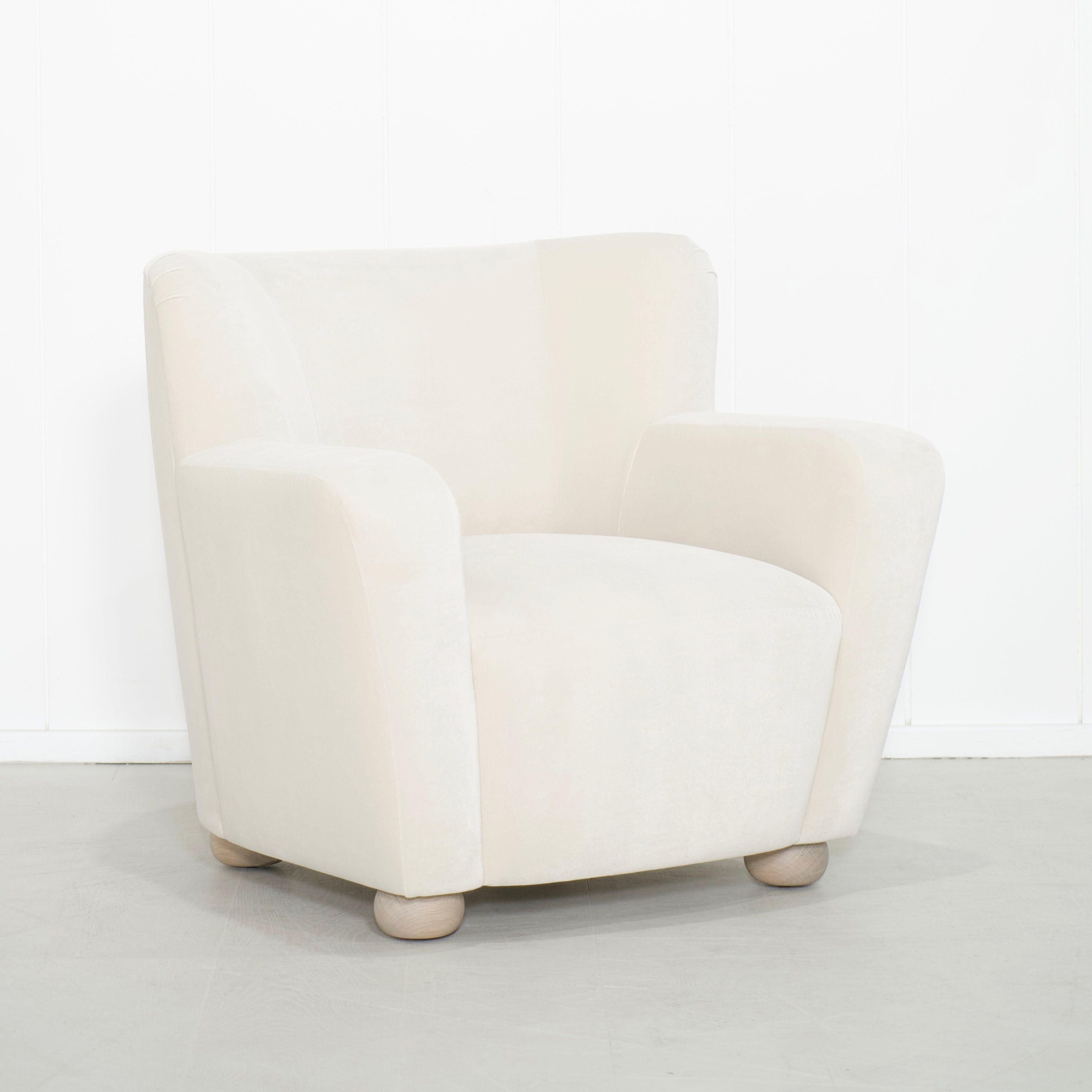 As Shown: in Sky Natural, oak legs finished in Mint White Natural.