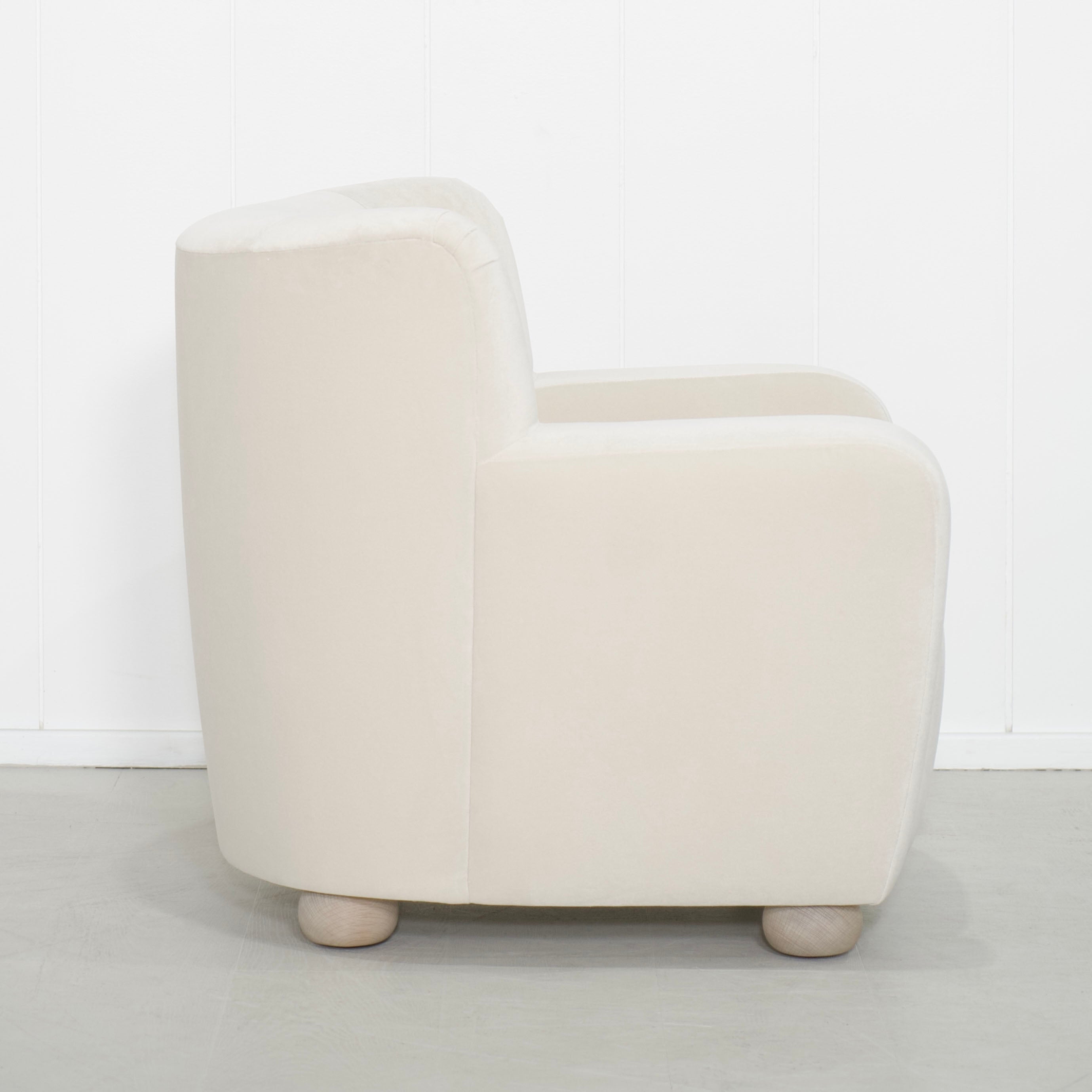 As Shown: in Sky Natural, oak legs finished in Mint White Natural.