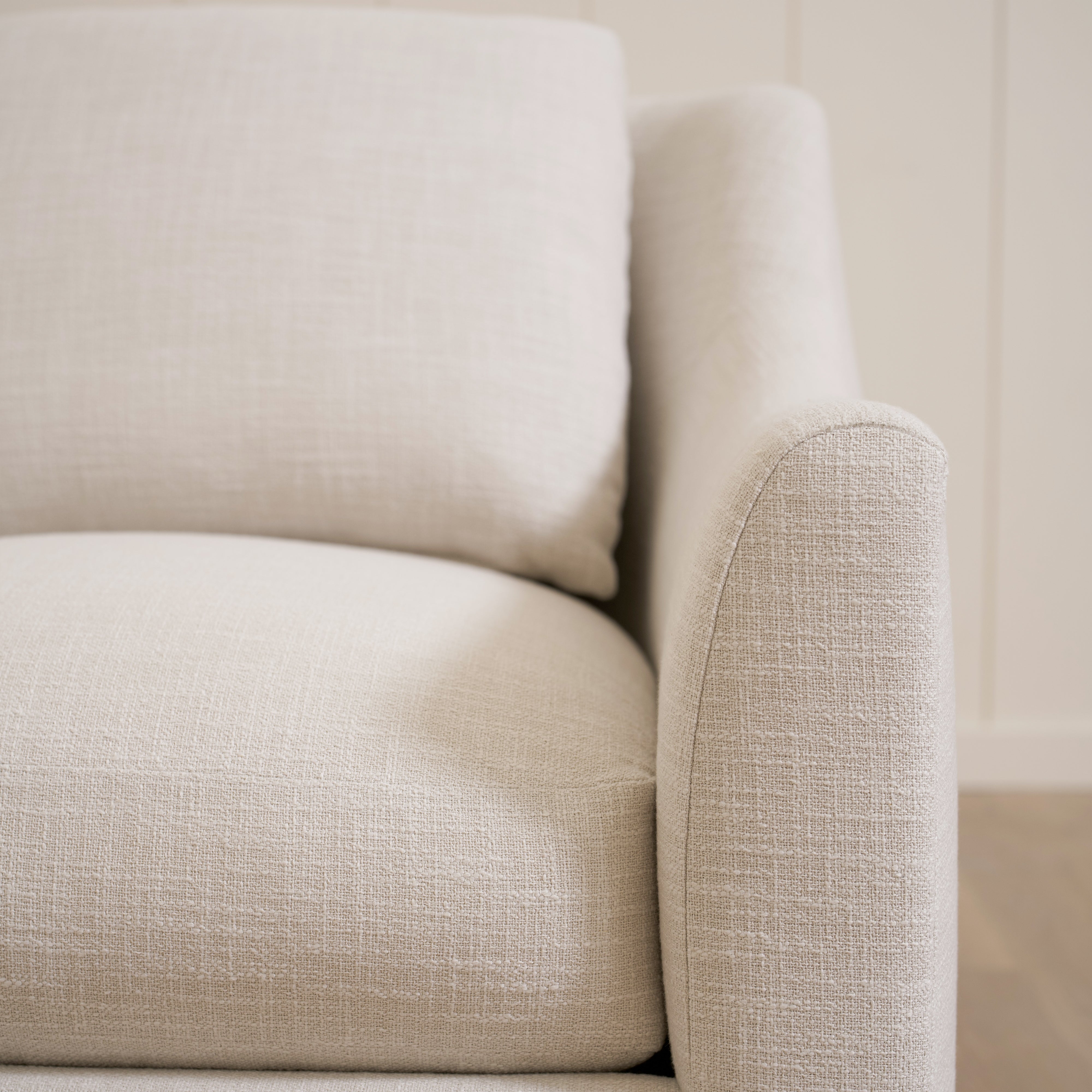 As Shown: 35"L x 39"D x 33"H | Style: Upholstered | Fabric: Banyon Oatmeal | Base: Swivel | Finish: N/A