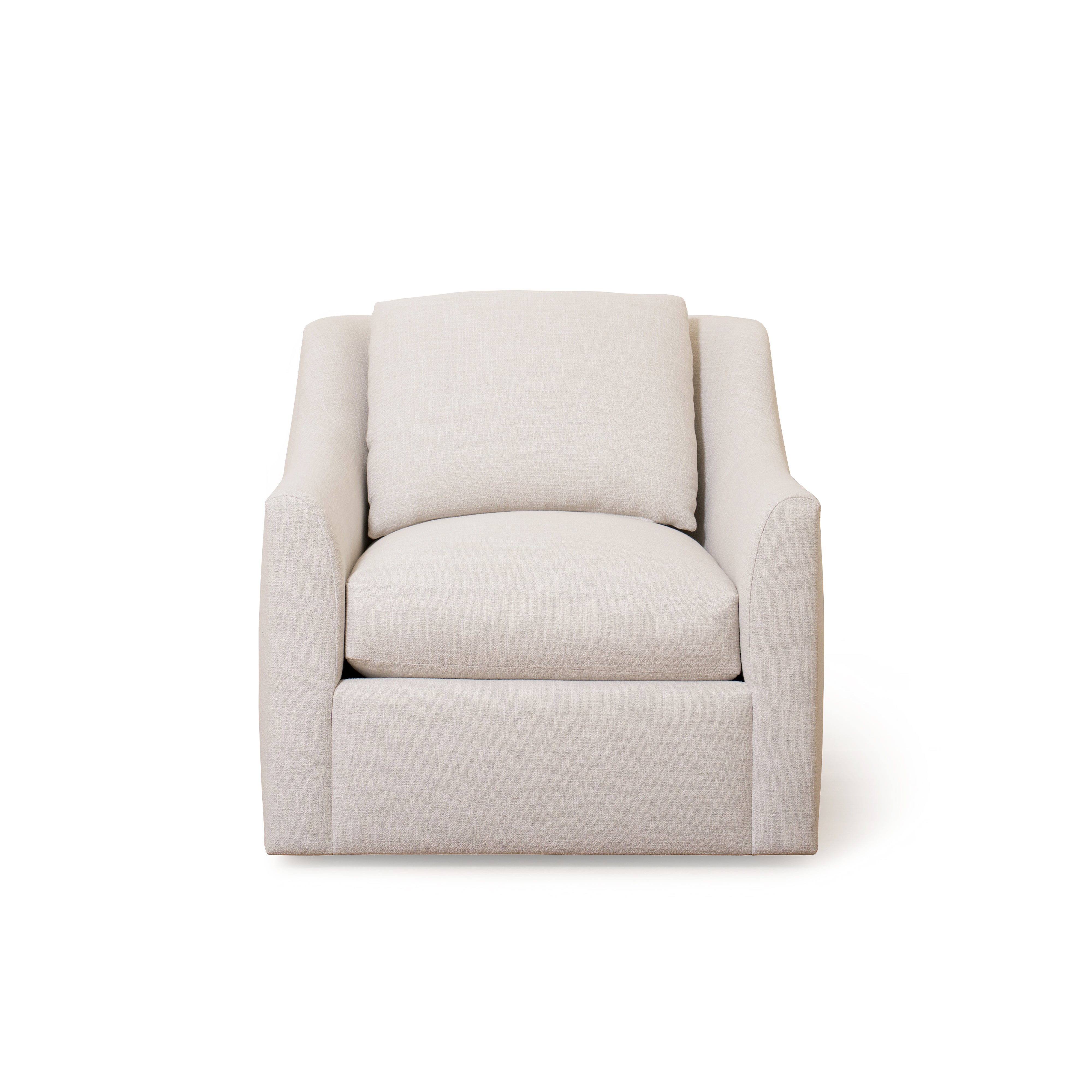 As Shown: 35"L x 39"D x 33"H | Style: Upholstered | Fabric: Banyon Oatmeal | Base: Swivel | Finish: N/A