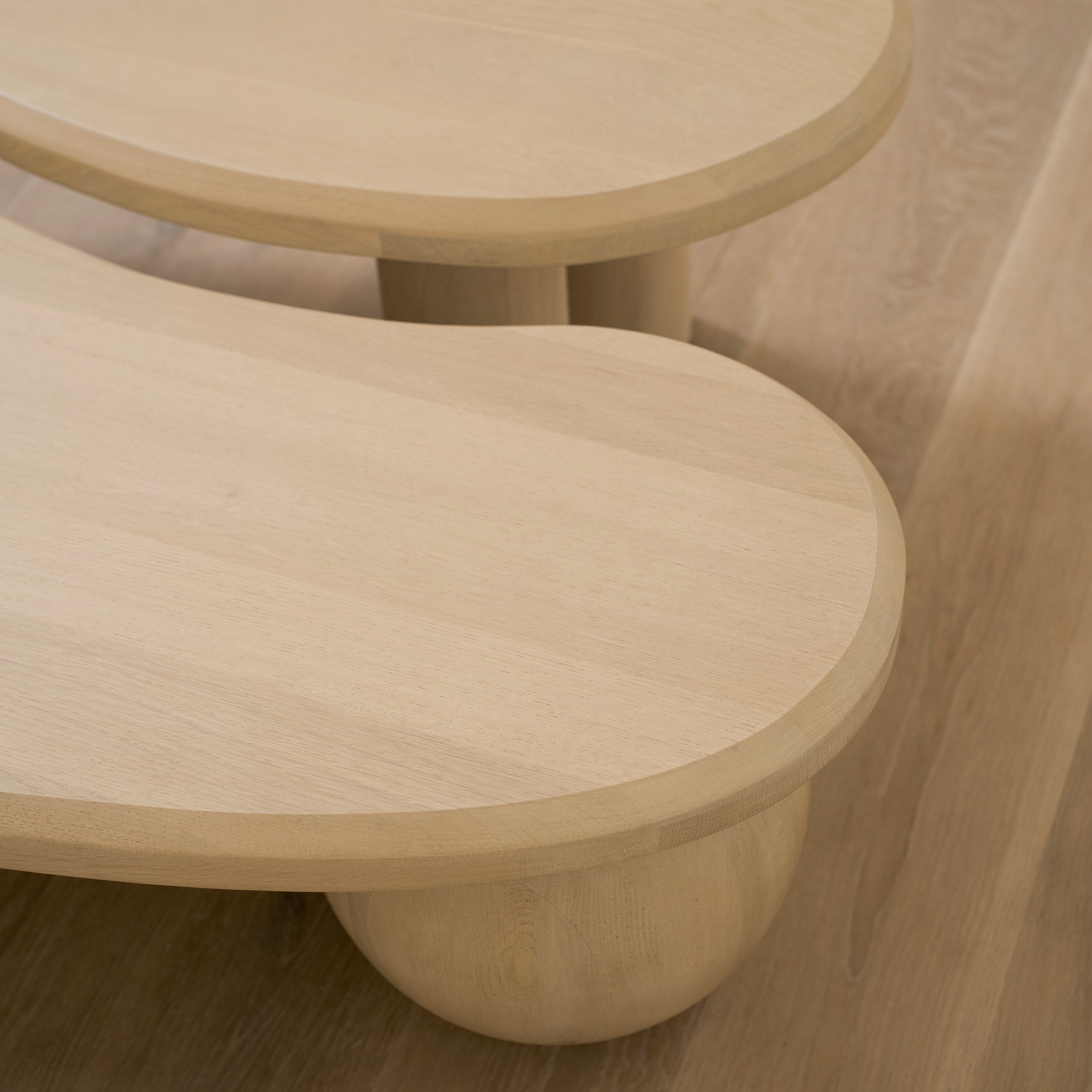 As Shown: Melo Tall #1 + Melo Short #1 | Material: Solid and Engineered Oak | Finish: Sand