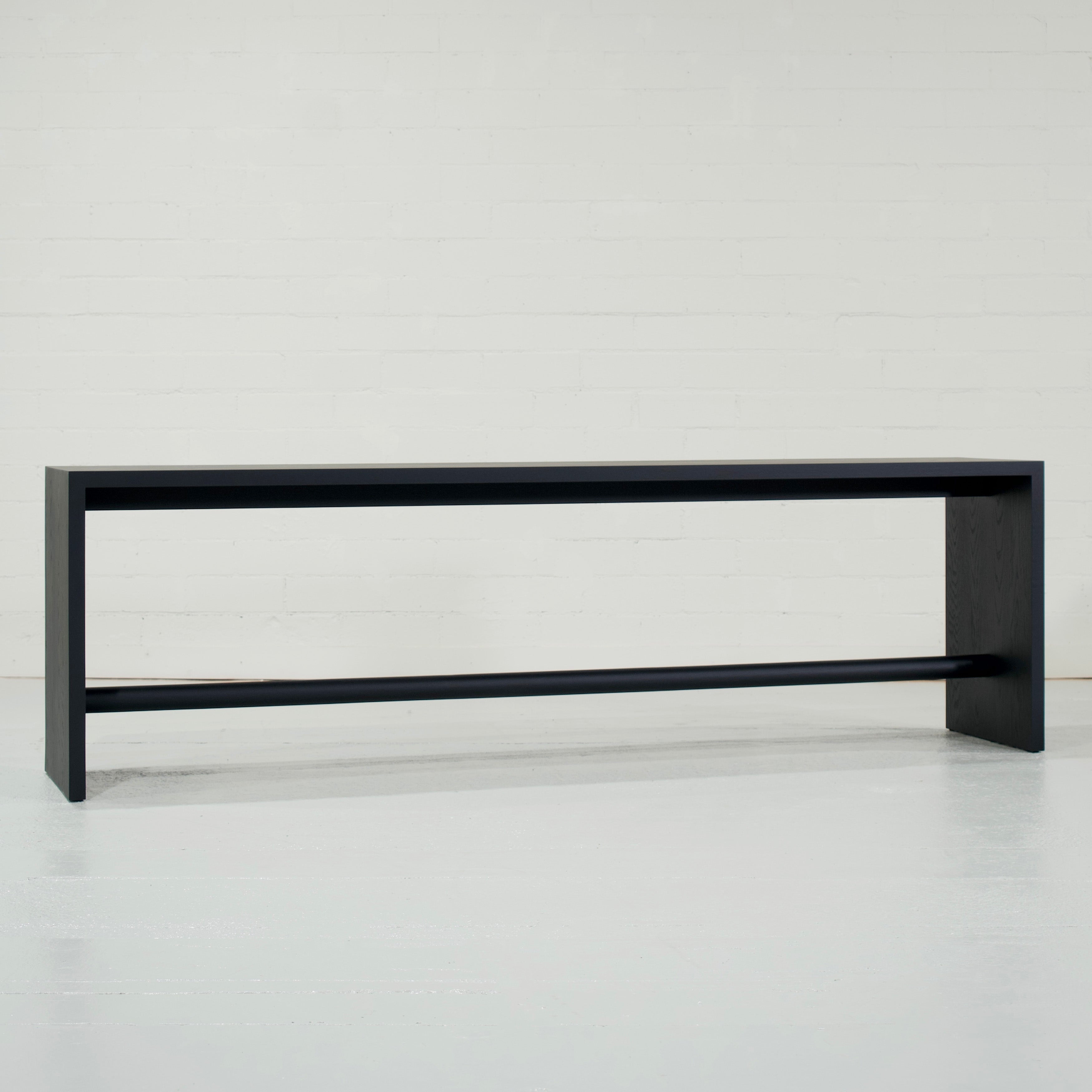 As Shown: 120"W x 24"D x 36"H | Material: Ash | Finish: Wire Brushed Black