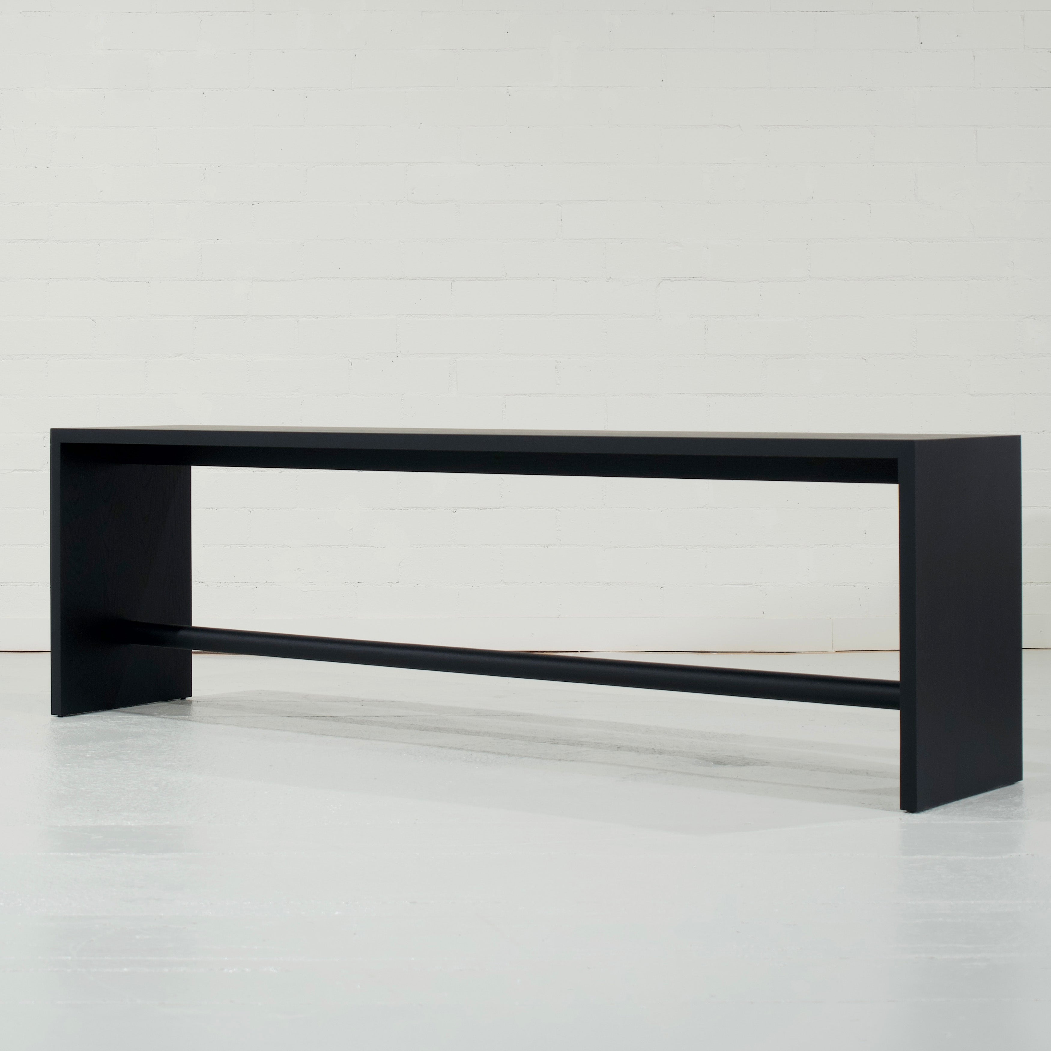 As Shown: 120"W x 24"D x 36"H | Material: Ash | Finish: Wire Brushed Black