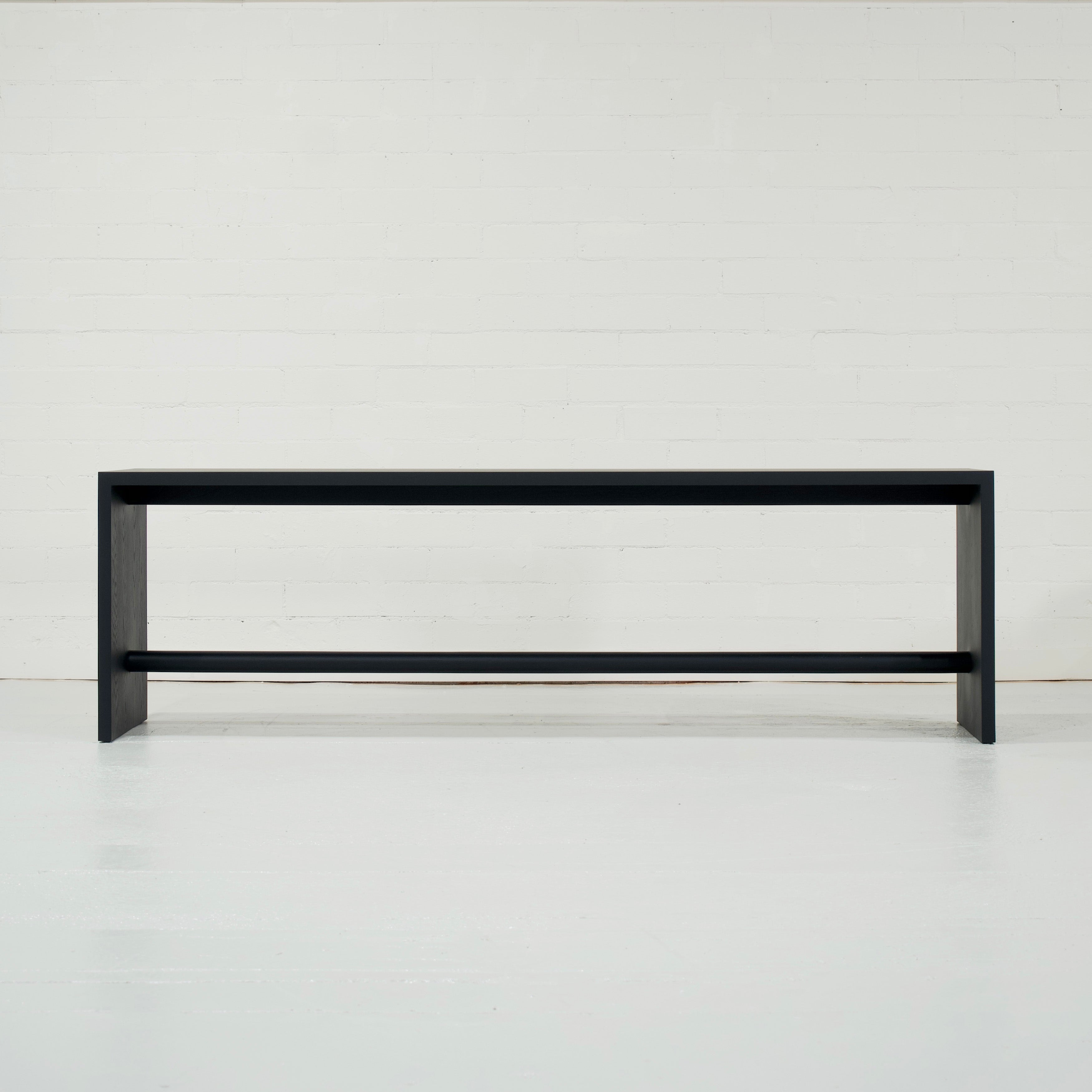 As Shown: 120"W x 24"D x 36"H | Material: Ash | Finish: Wire Brushed Black