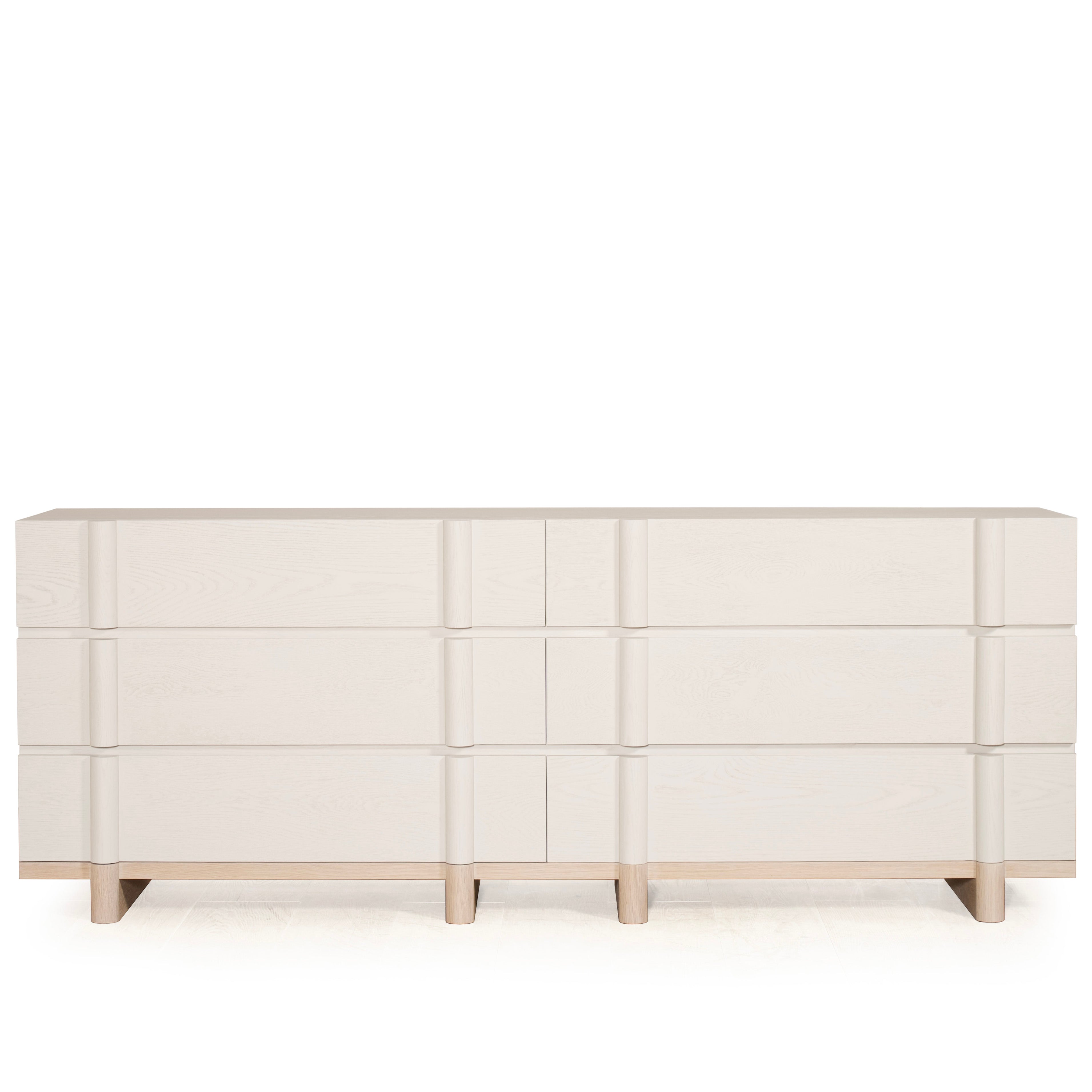 As Shown: Variant 1: (Body) Ash wire brushed in Revere Pewter, (Base) Oak stained in Sand