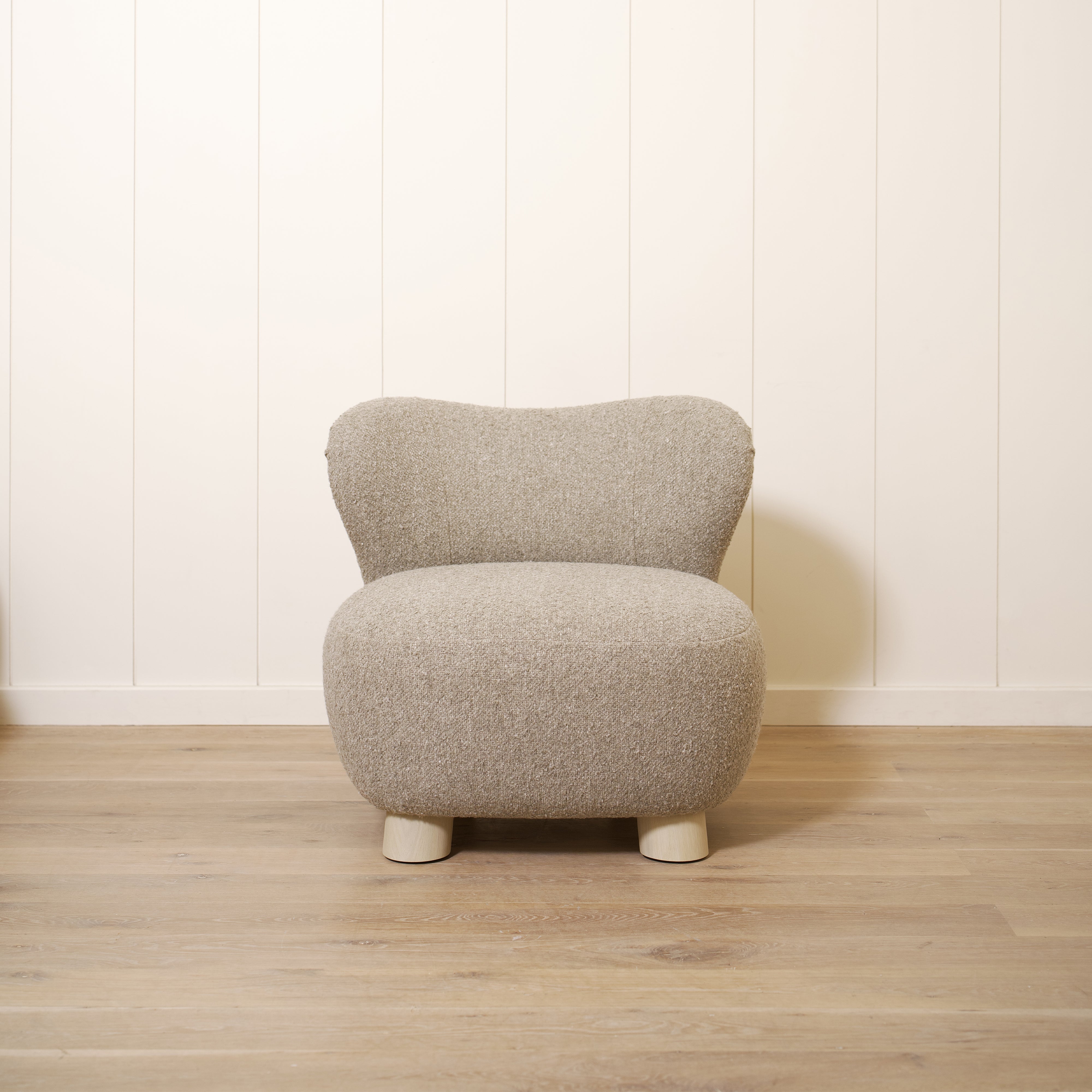 As Shown: 34"L x 35"D x 32"H | Style: Upholstered | Fabric: Berber Shale | Base: Legs | Finish: Sand