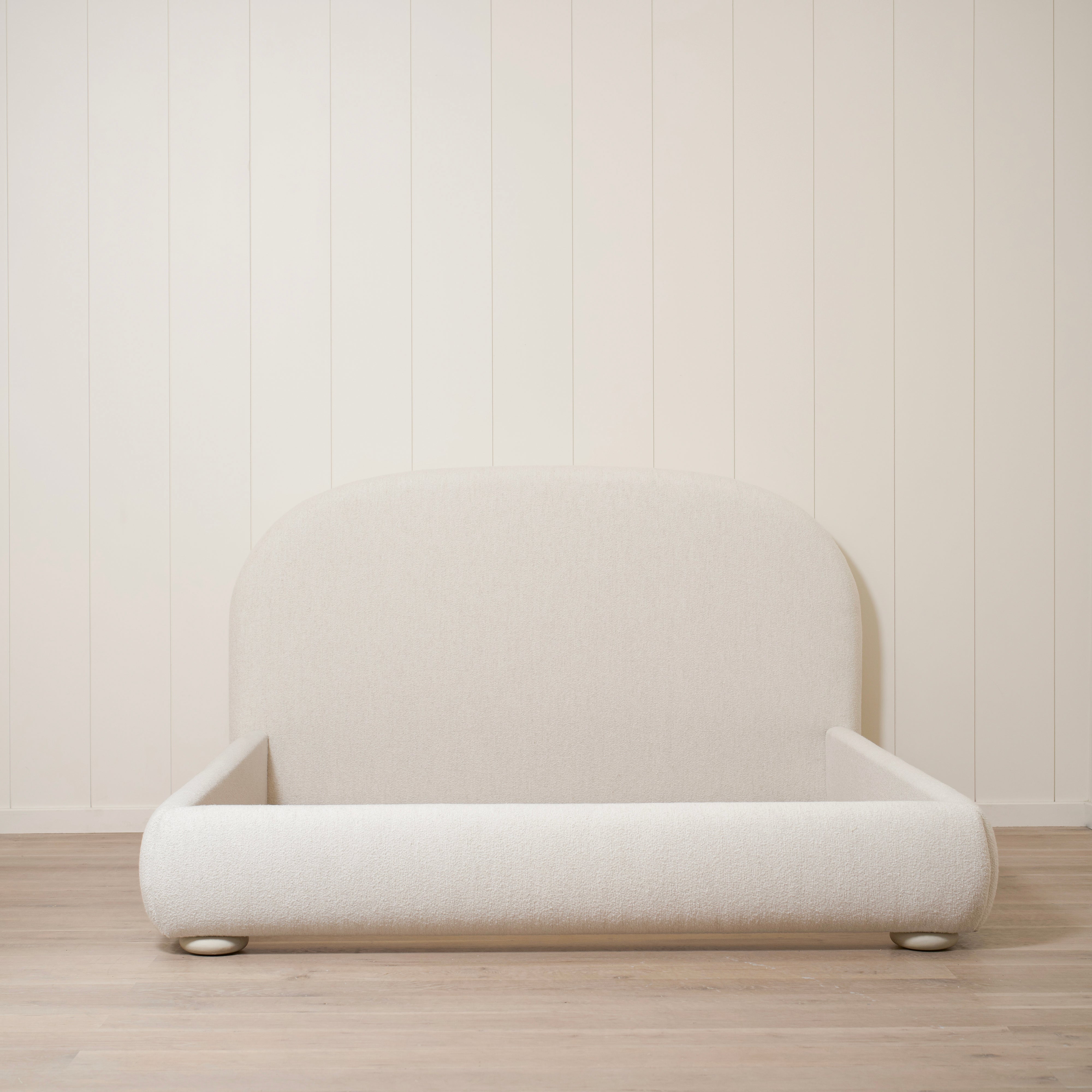 As Shown: King | Style: Upholstered | Fabric: Sonoma Ivory | Finish: Sand