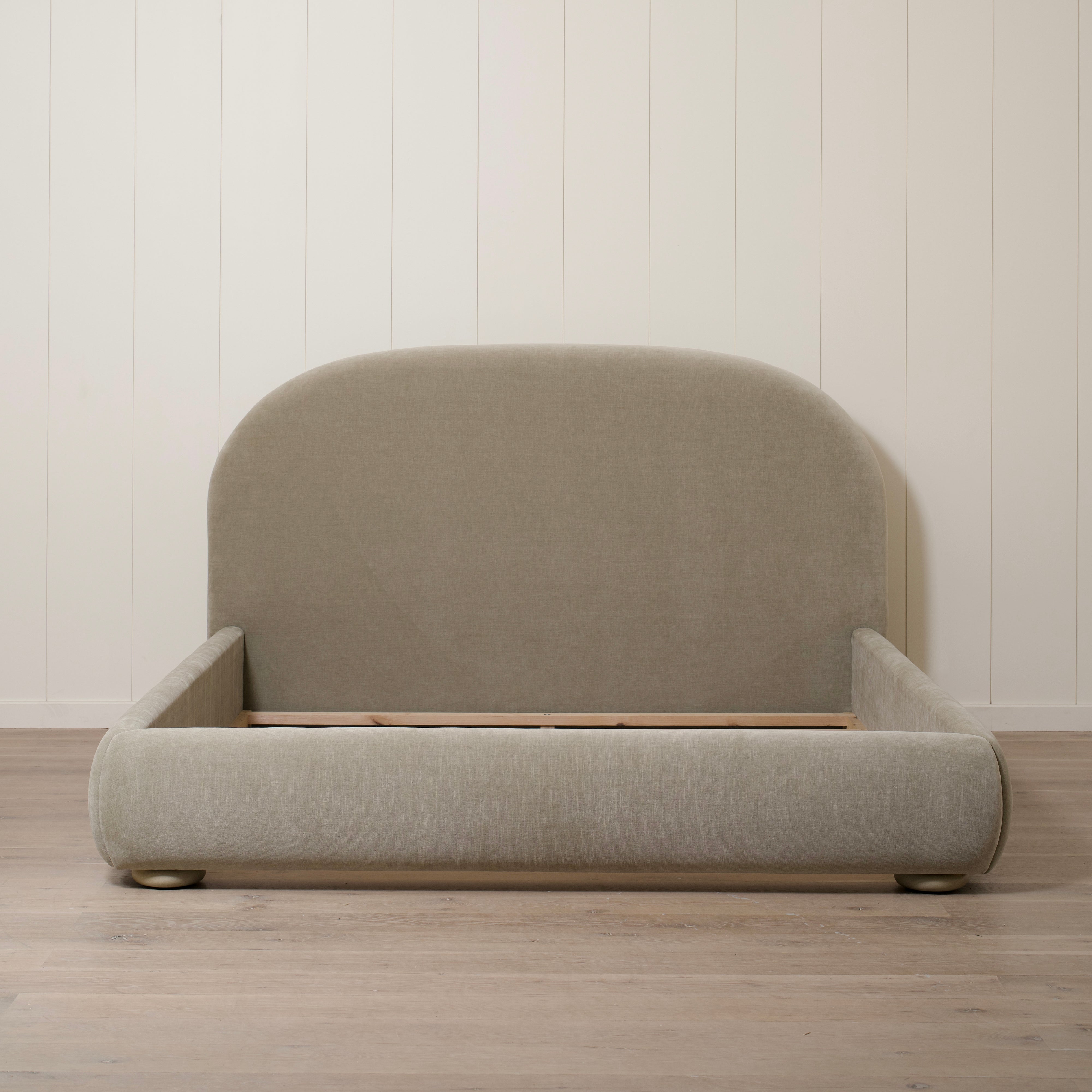 As Shown: King | Style: Upholstered | Fabric: Canyon Sage | Finish: Sand