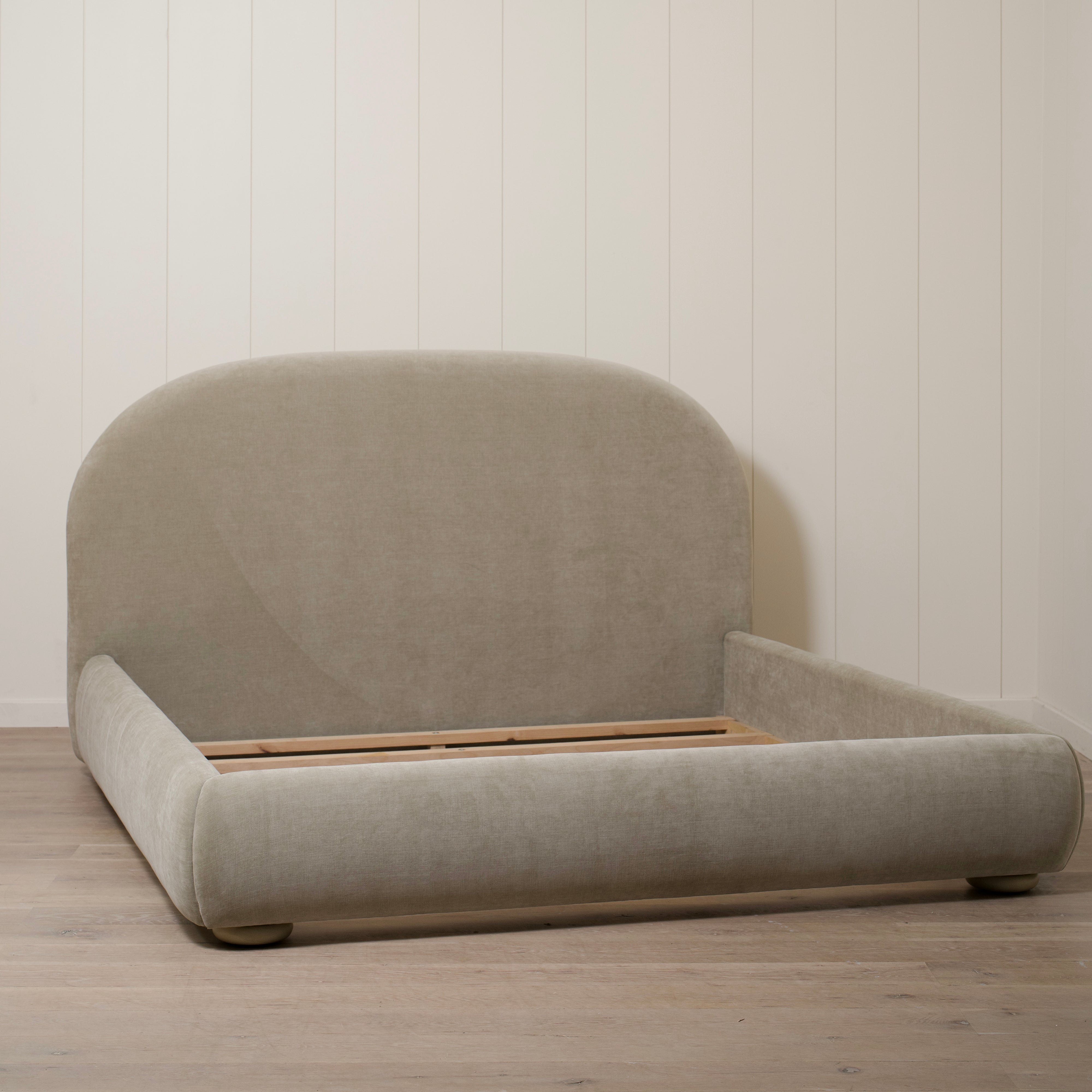 As Shown: King | Style: Upholstered | Fabric: Canyon Sage | Finish: Sand