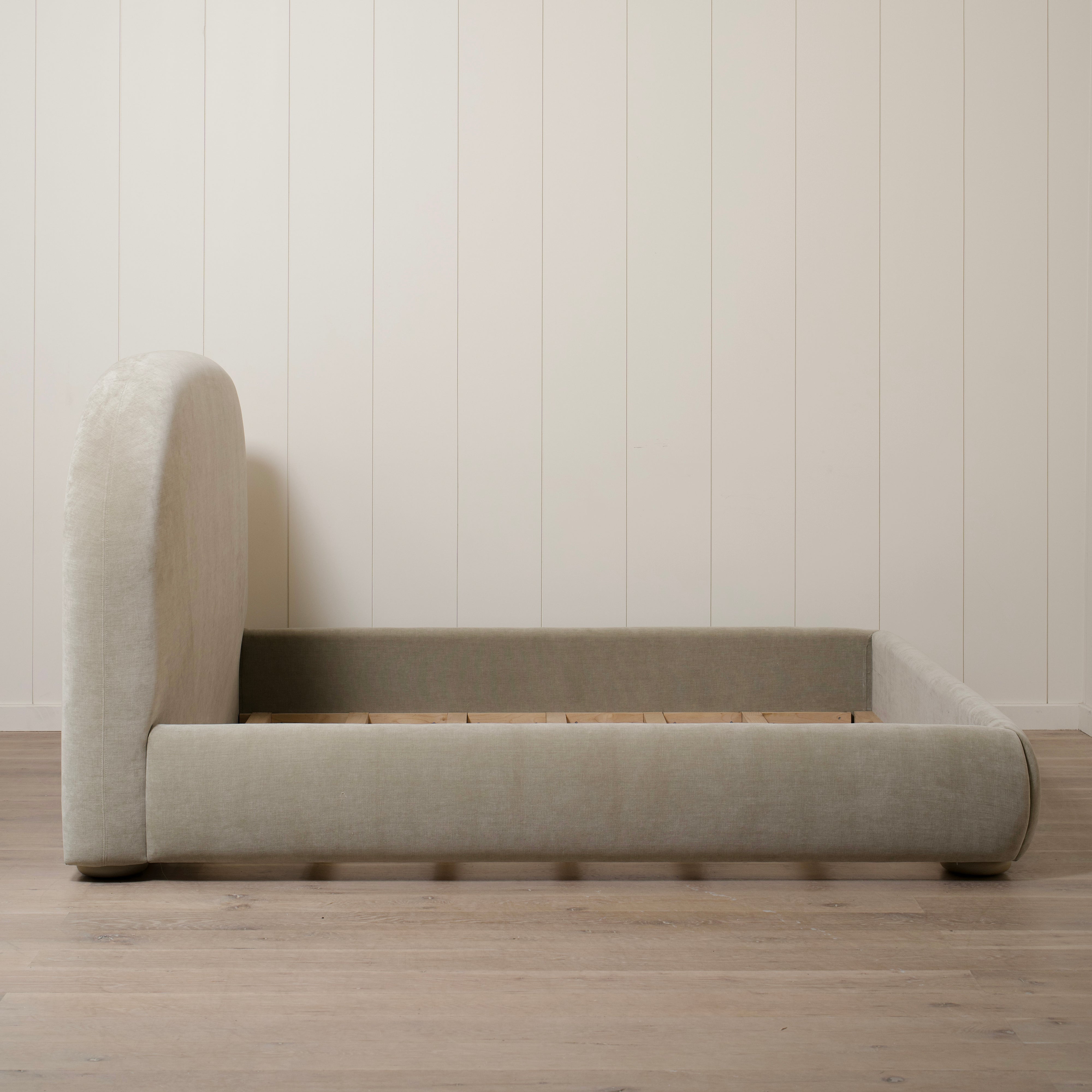 As Shown: King | Style: Upholstered | Fabric: Canyon Sage | Finish: Sand